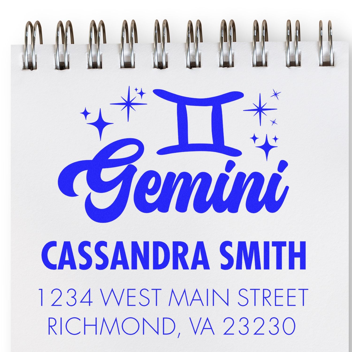 Celesital Curious Gemini Personalized Name And Address Stamp
