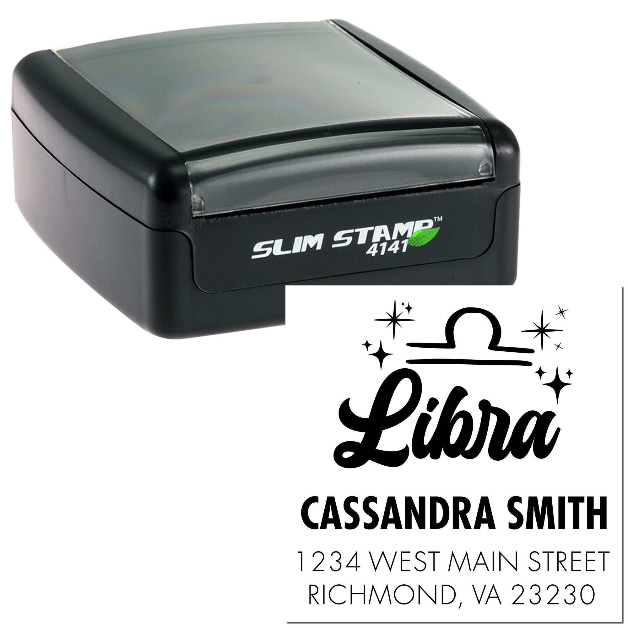 Harmonious Libra Zodiac Custom Made Name And Address Stamper - Engineer Seal Stamps