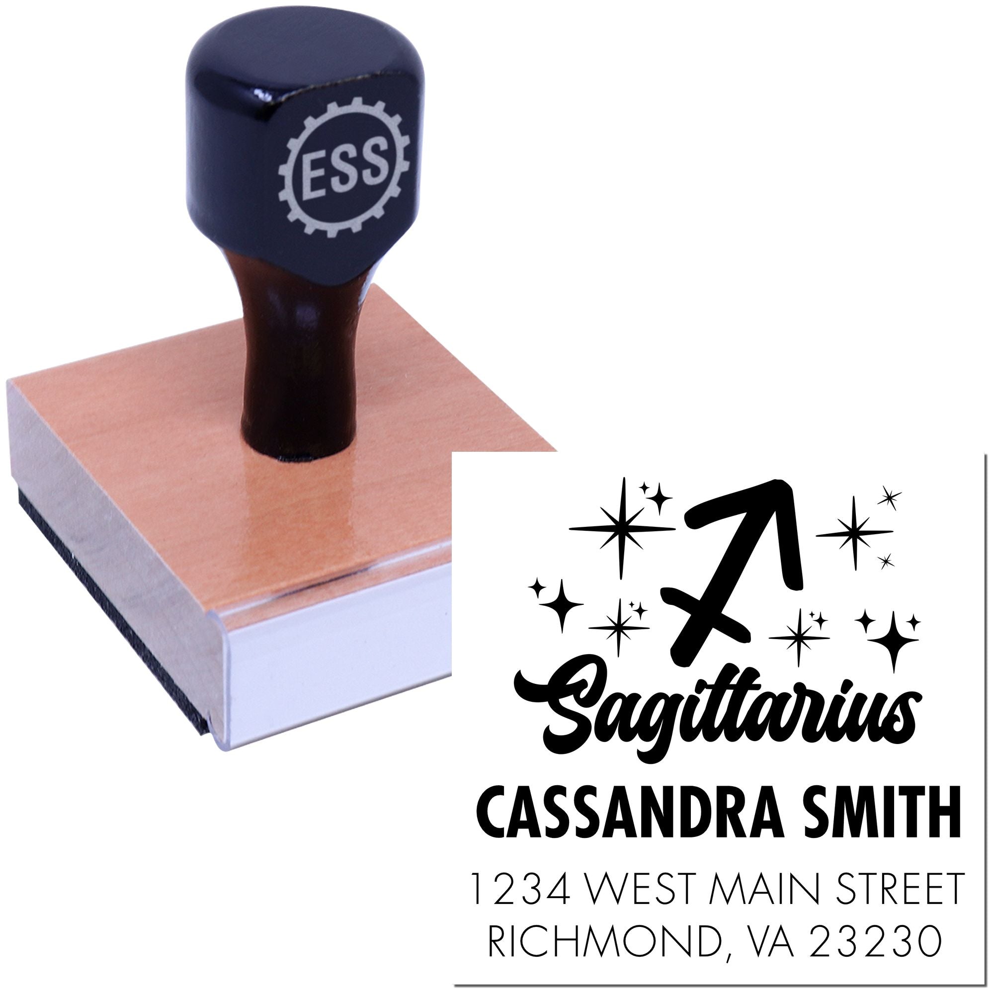Celesital Adventurous Sagittarius Personalized Home Address Stamp