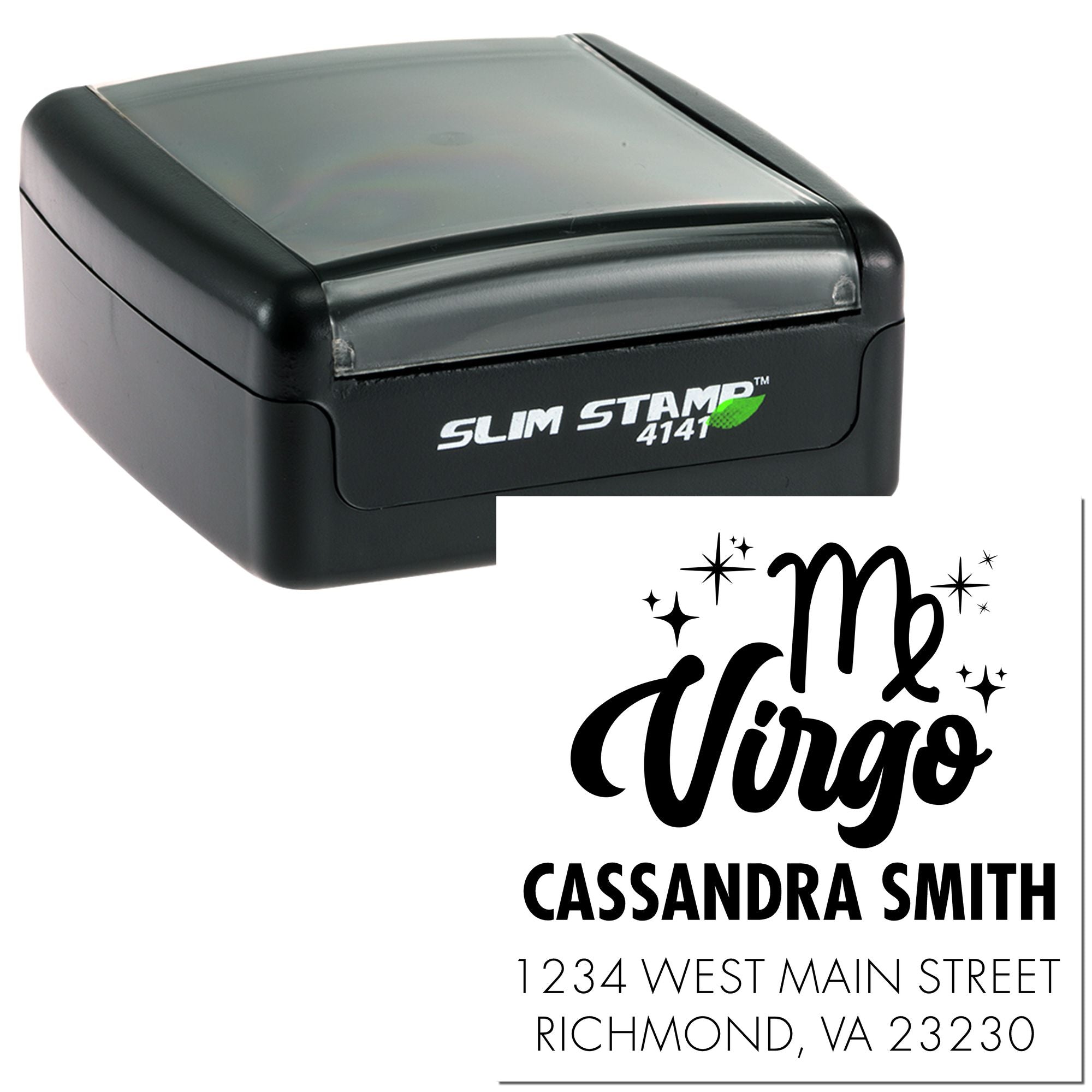 Critical Virgo Zodiac Custom Made Return Address Stamp - Engineer Seal Stamps