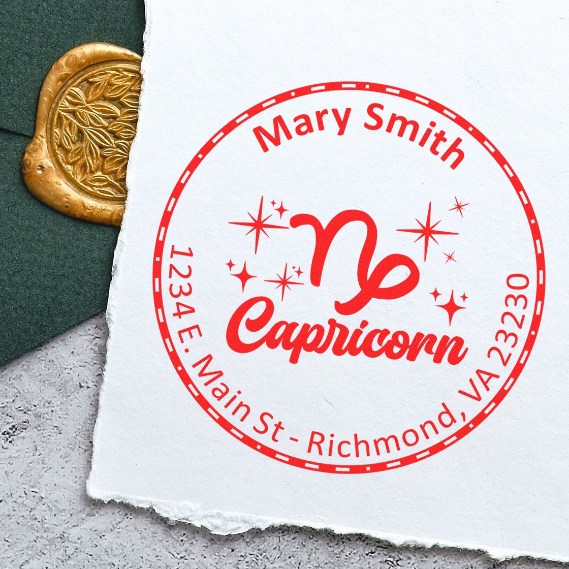 PSI Pre-Inked Responsible Capricorn Custom Name And Address Stamp - Engineer Seal Stamps