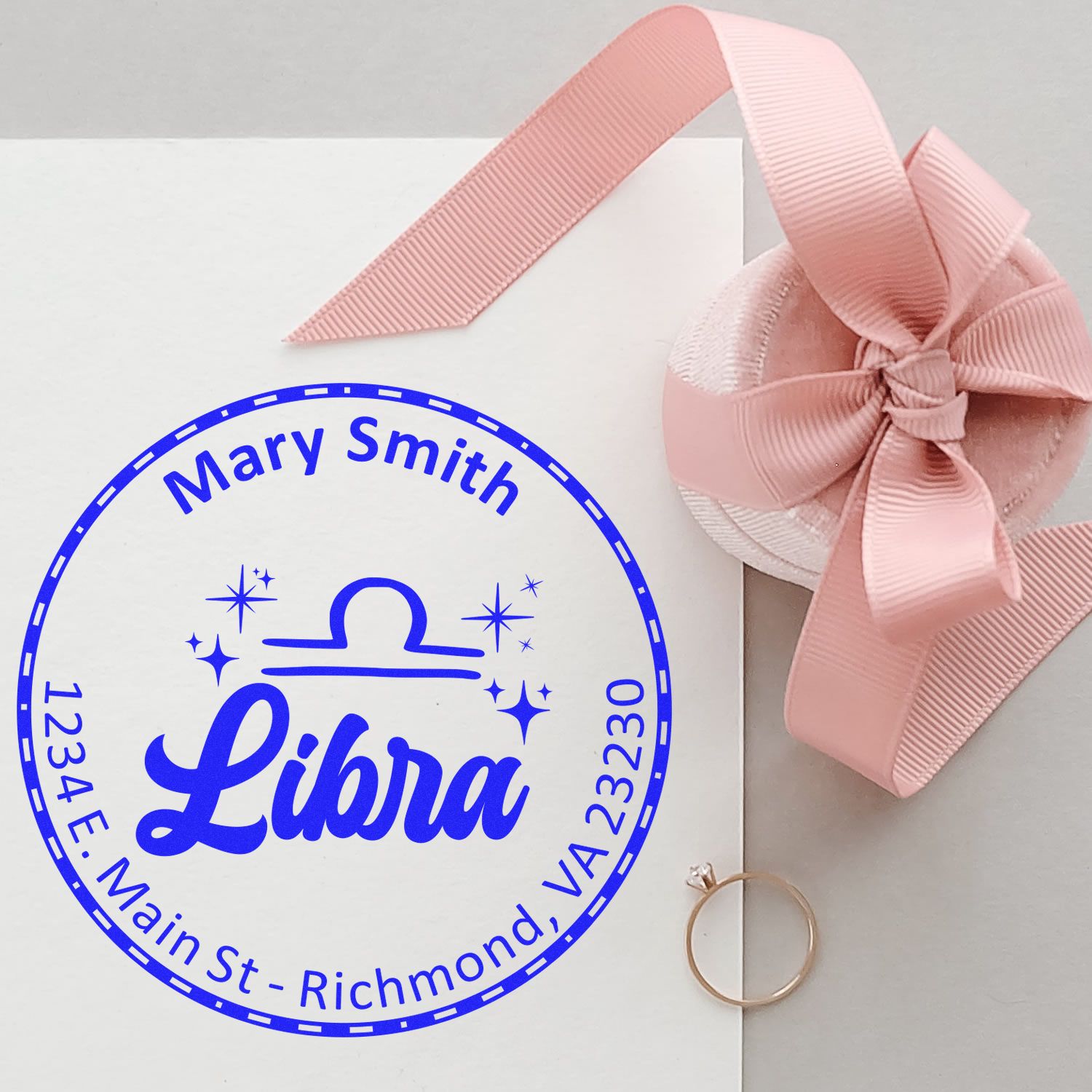 Wood Handle Diplomatic Libra Personalized Mail Stamp - Engineer Seal Stamps