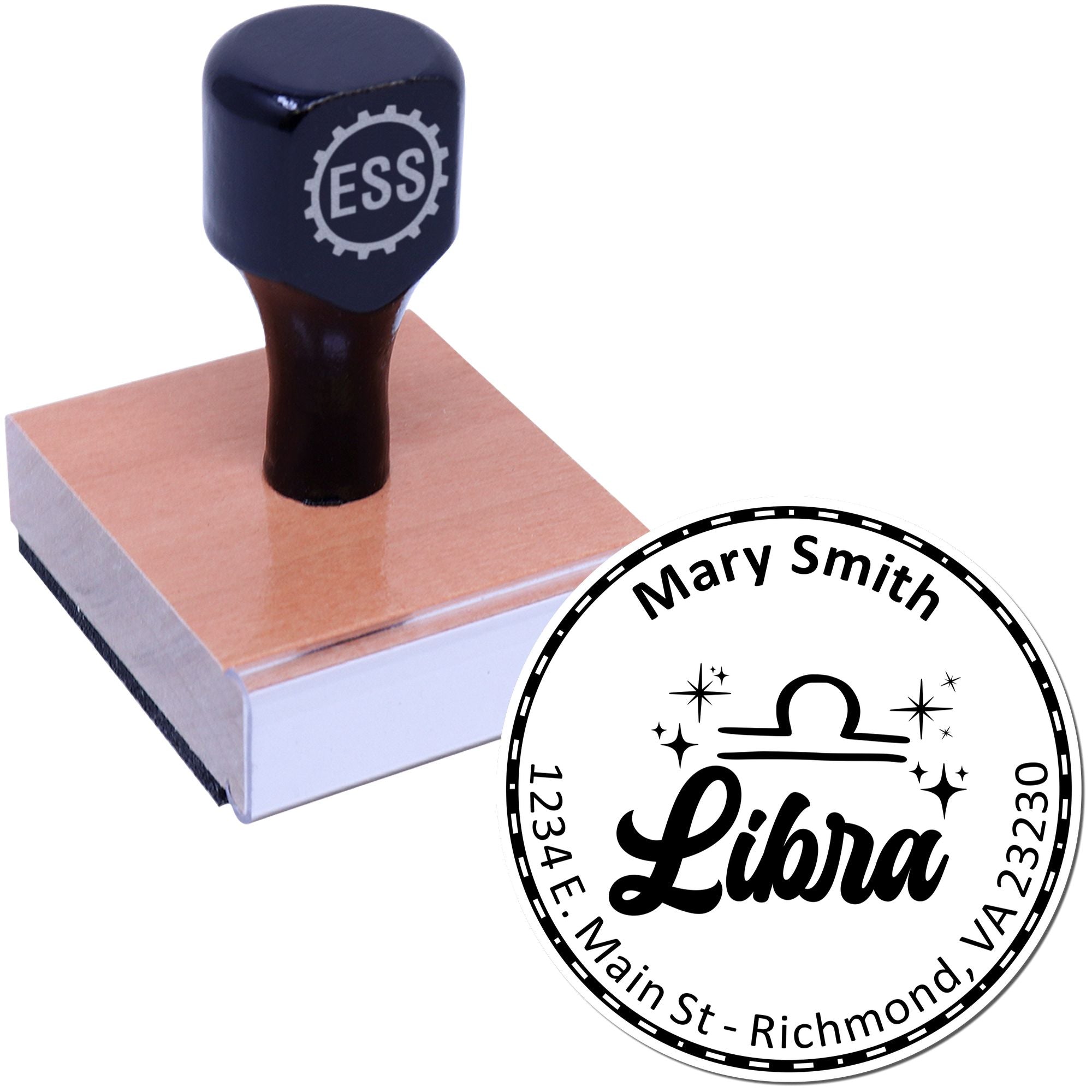 Wood Handle Diplomatic Libra Personalized Mail Stamp - Engineer Seal Stamps