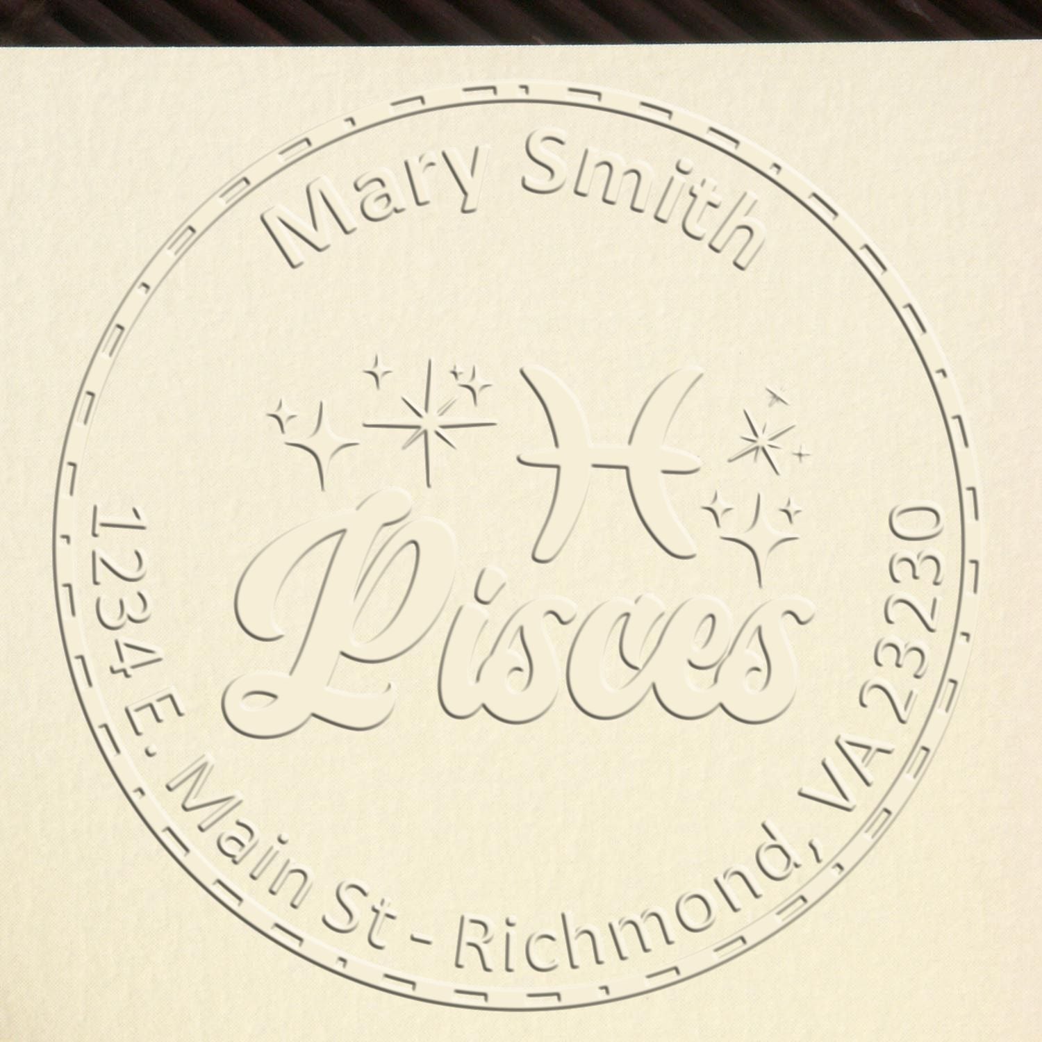 Hybrid Imaginative Pisces Personalized New Home Embossing Seal - Engineer Seal Stamps