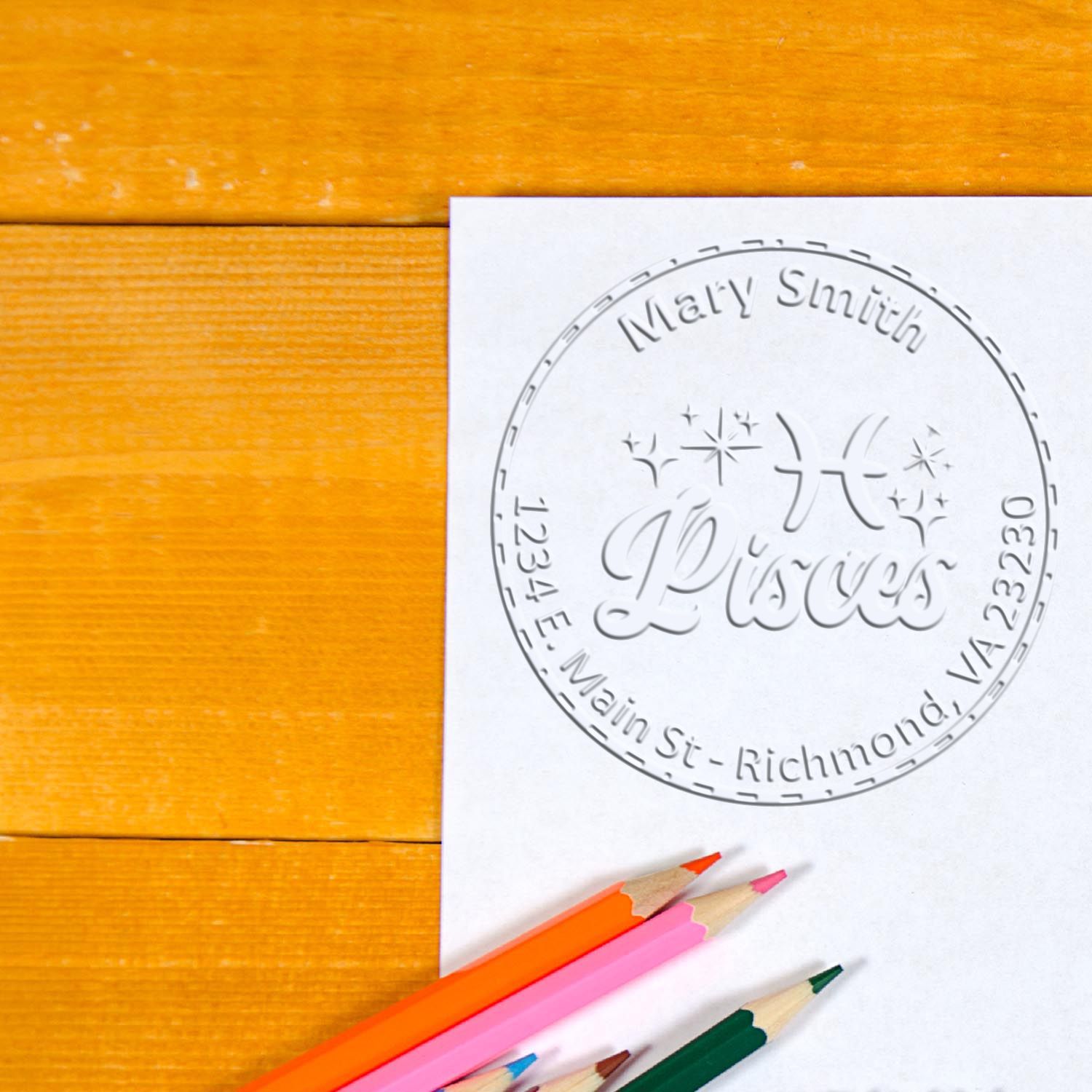 Soft Imaginative Pisces Personalized Home Embosser
