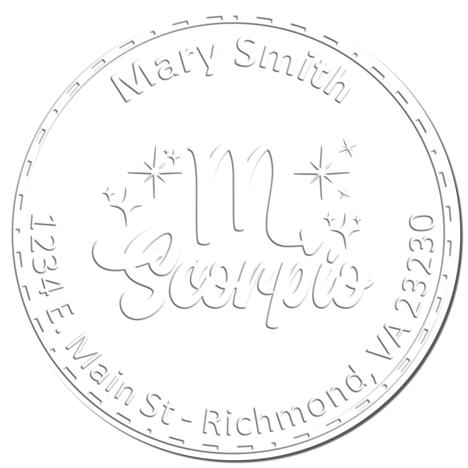 Soft Mysterious Scorpio Personalized Home Embossing Stamp