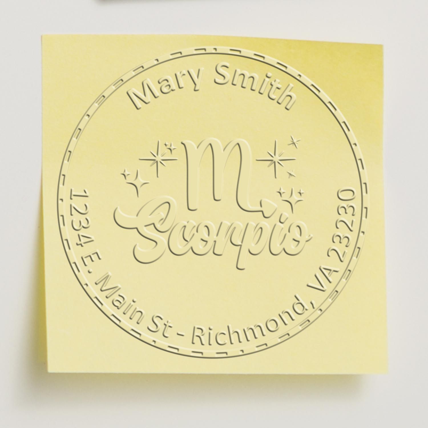 Soft Mysterious Scorpio Personalized Home Embossing Stamp