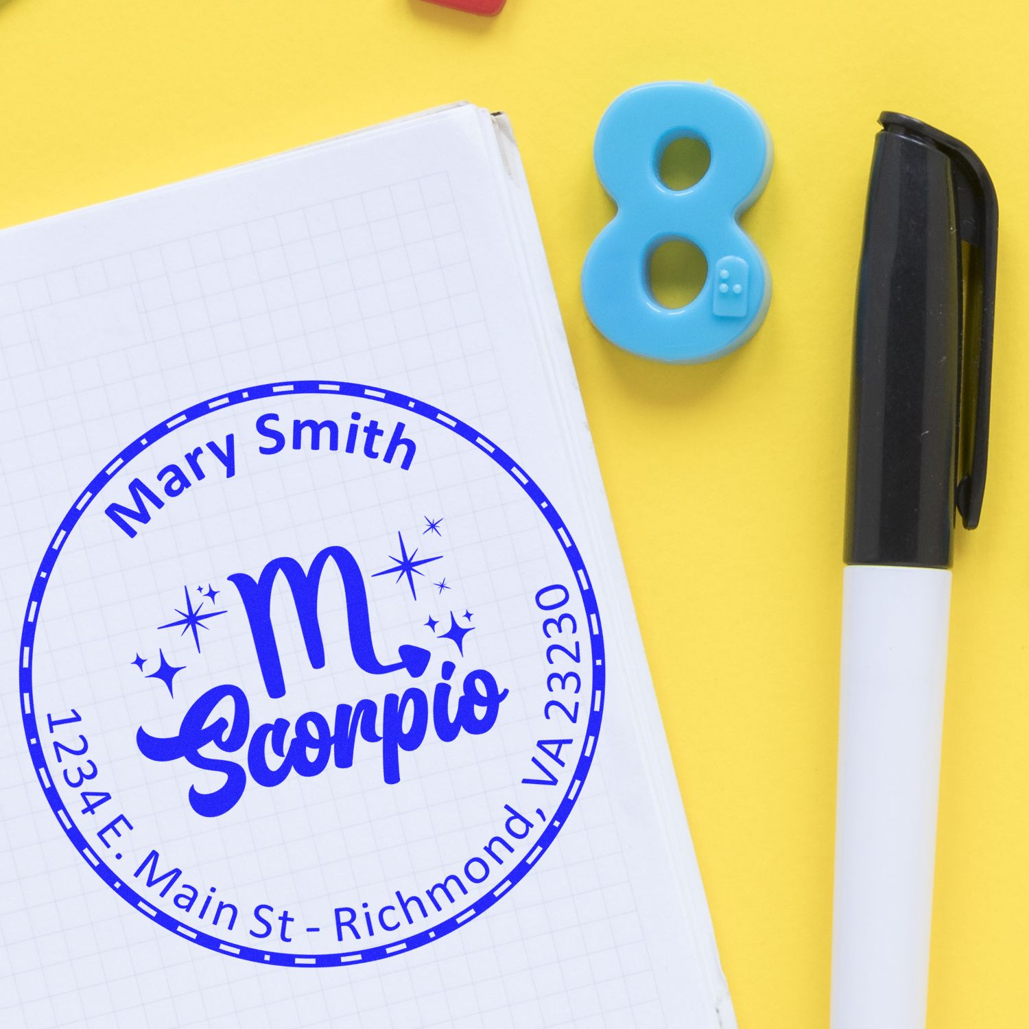 Self-Inking Mysterious Scorpio Custom Made Home Address Stamp - Engineer Seal Stamps