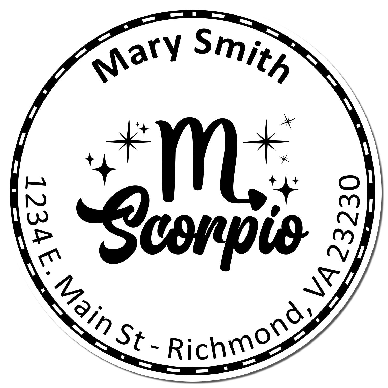 PSI Pre-Inked Mysterious Scorpio Custom Made Address Stamp - Engineer Seal Stamps