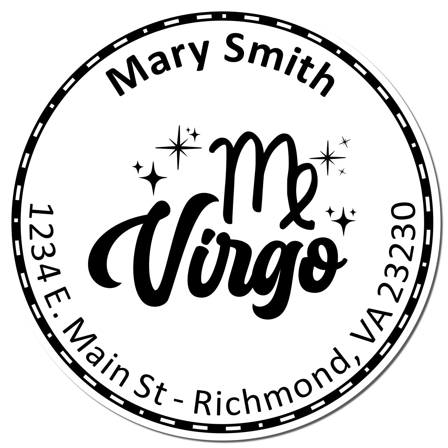 Wood Handle Helpful Virgo Personalized Name And Address Stamp - Engineer Seal Stamps