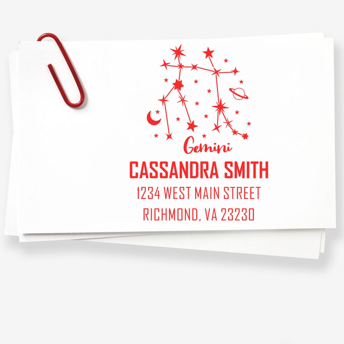 Celestial Adaptable Gemini Self-Inking Personalized Return Address Stamper - Engineer Seal Stamps
