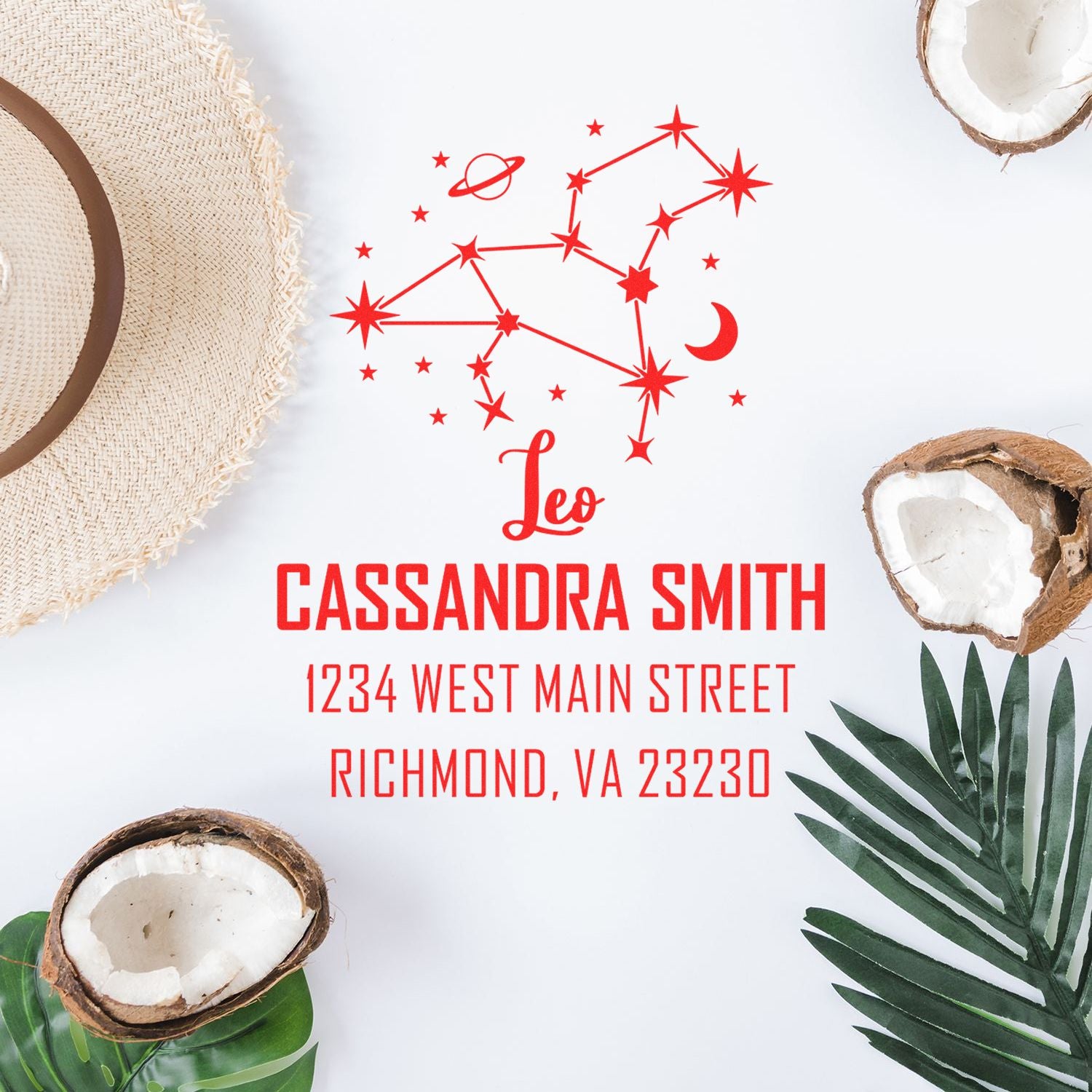 Generous Leo Zodiac Personalized Address Stamp - Engineer Seal Stamps