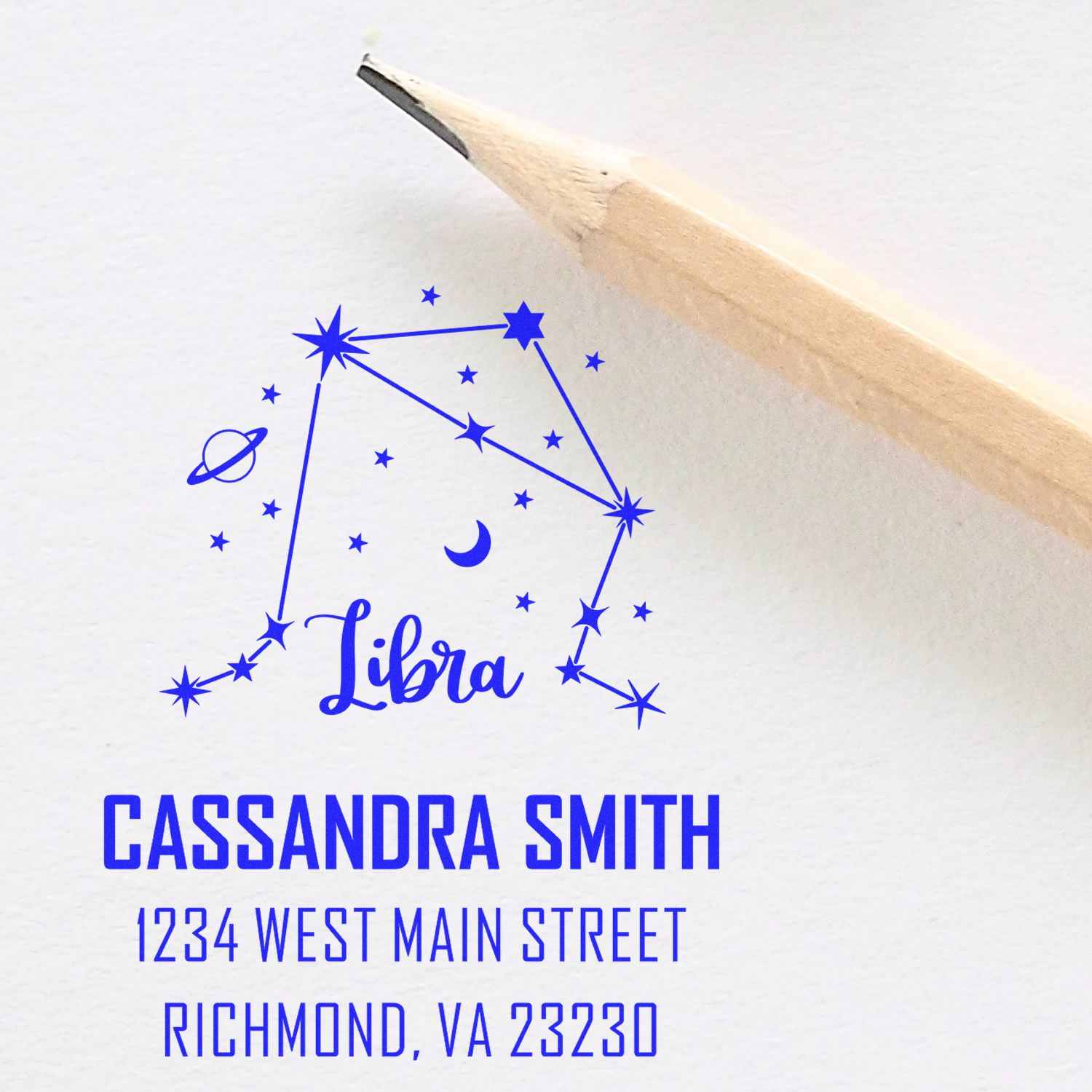 Charming Libra Zodiac Customized Name And Address Stamp