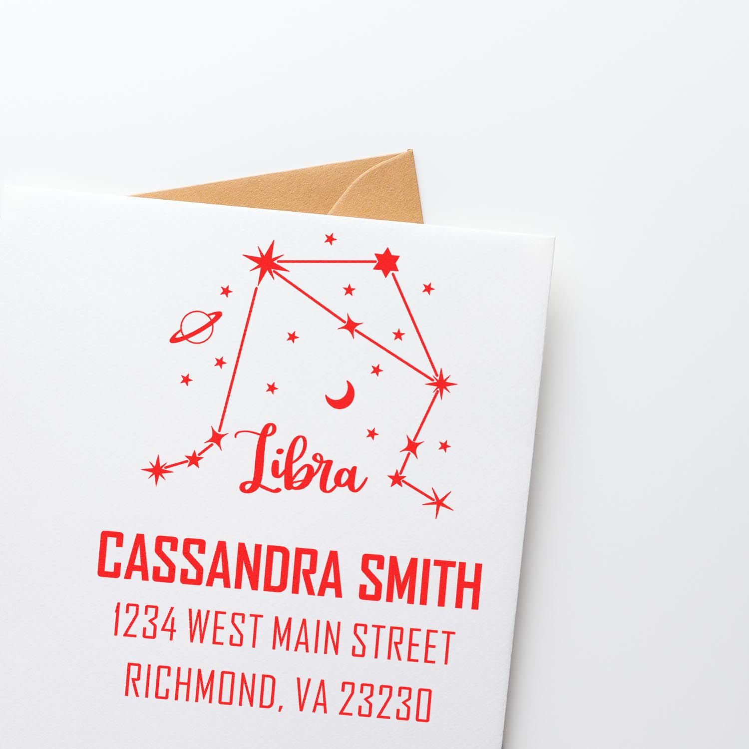 Charming Libra Zodiac Customized Name And Address Stamp