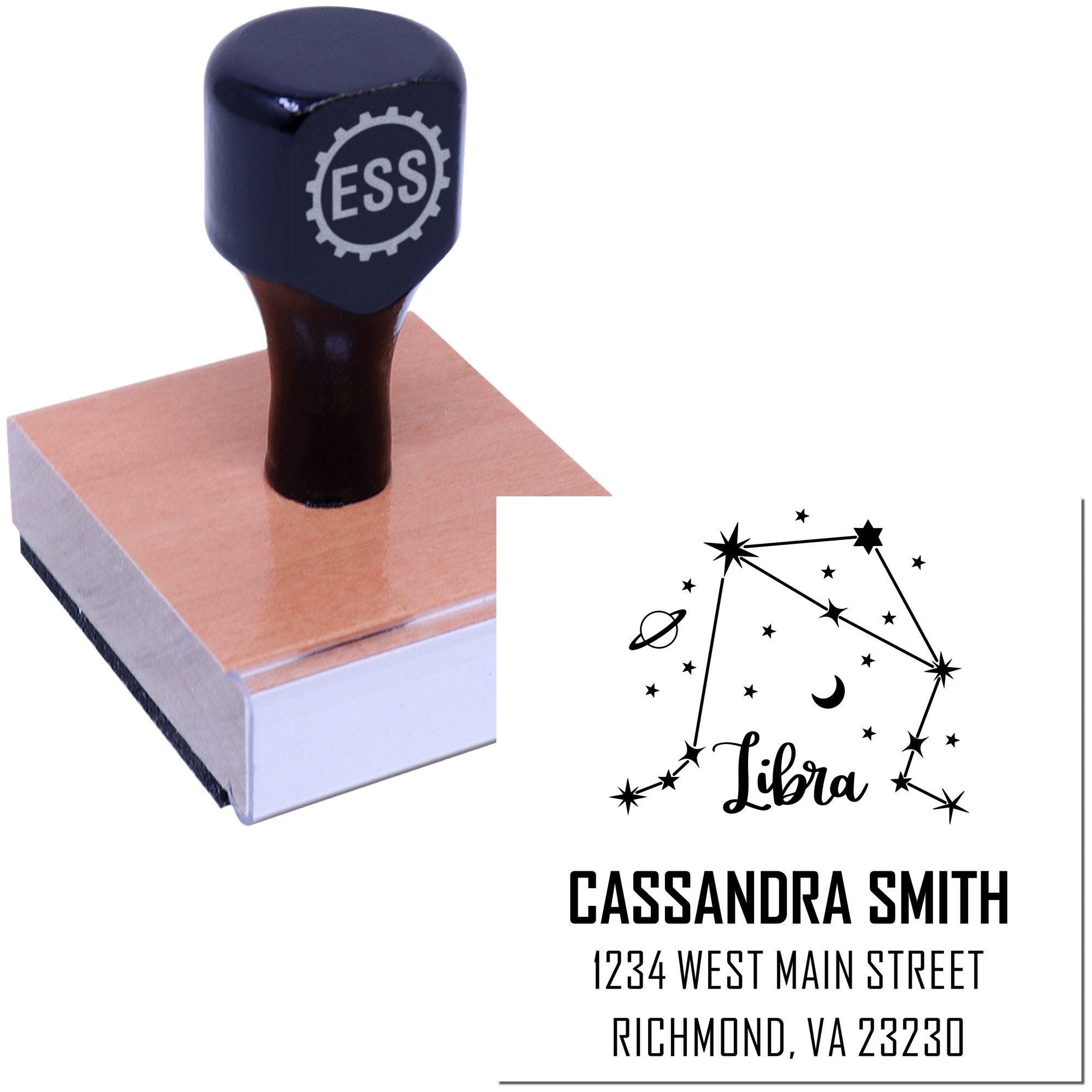 Charming Libra Zodiac Customized Name And Address Stamp
