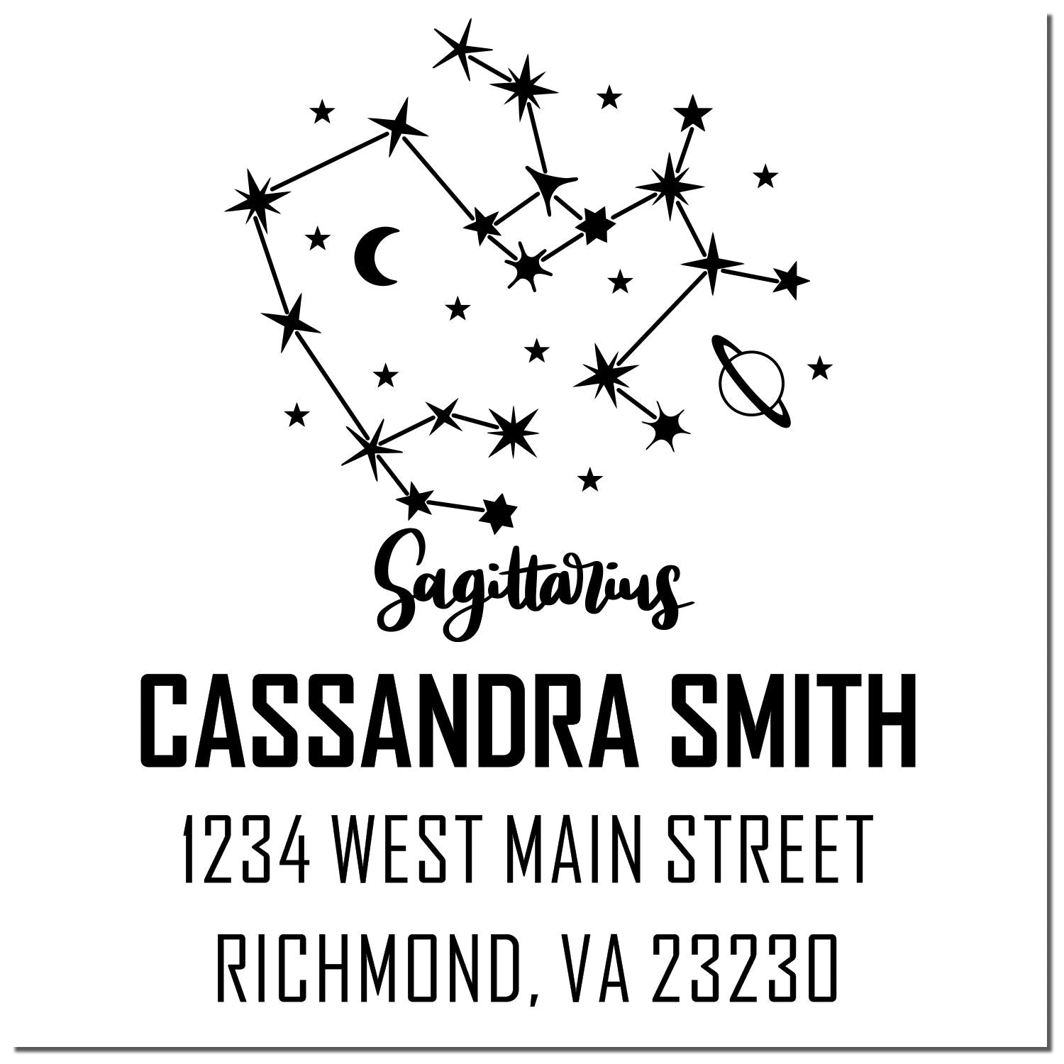 Celestial Energetic Sagittarius Self-Inking Customized Return Address Stamper - Engineer Seal Stamps