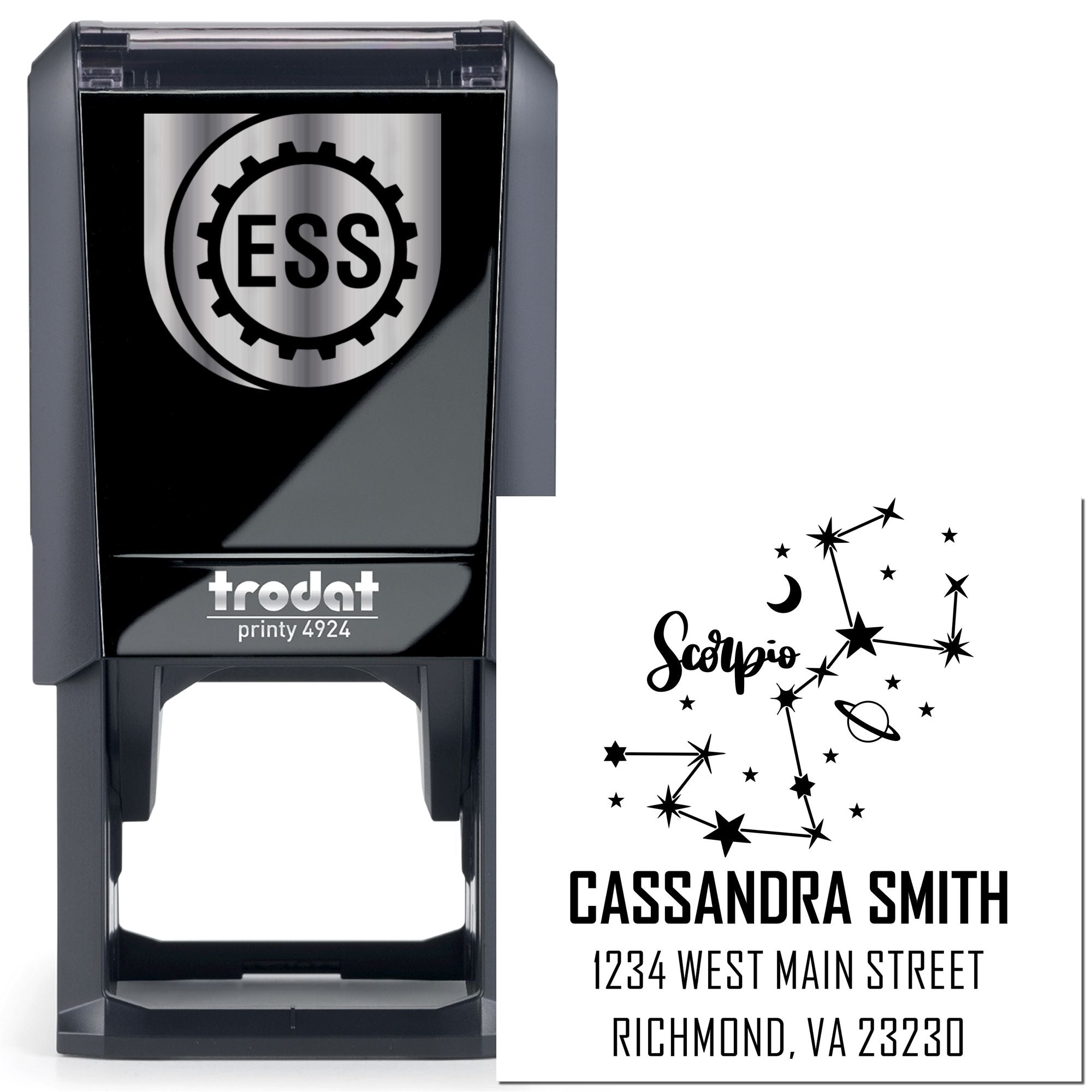 Celestial Passionate Scorpio Self-Inking Customized Address Stamp - Engineer Seal Stamps