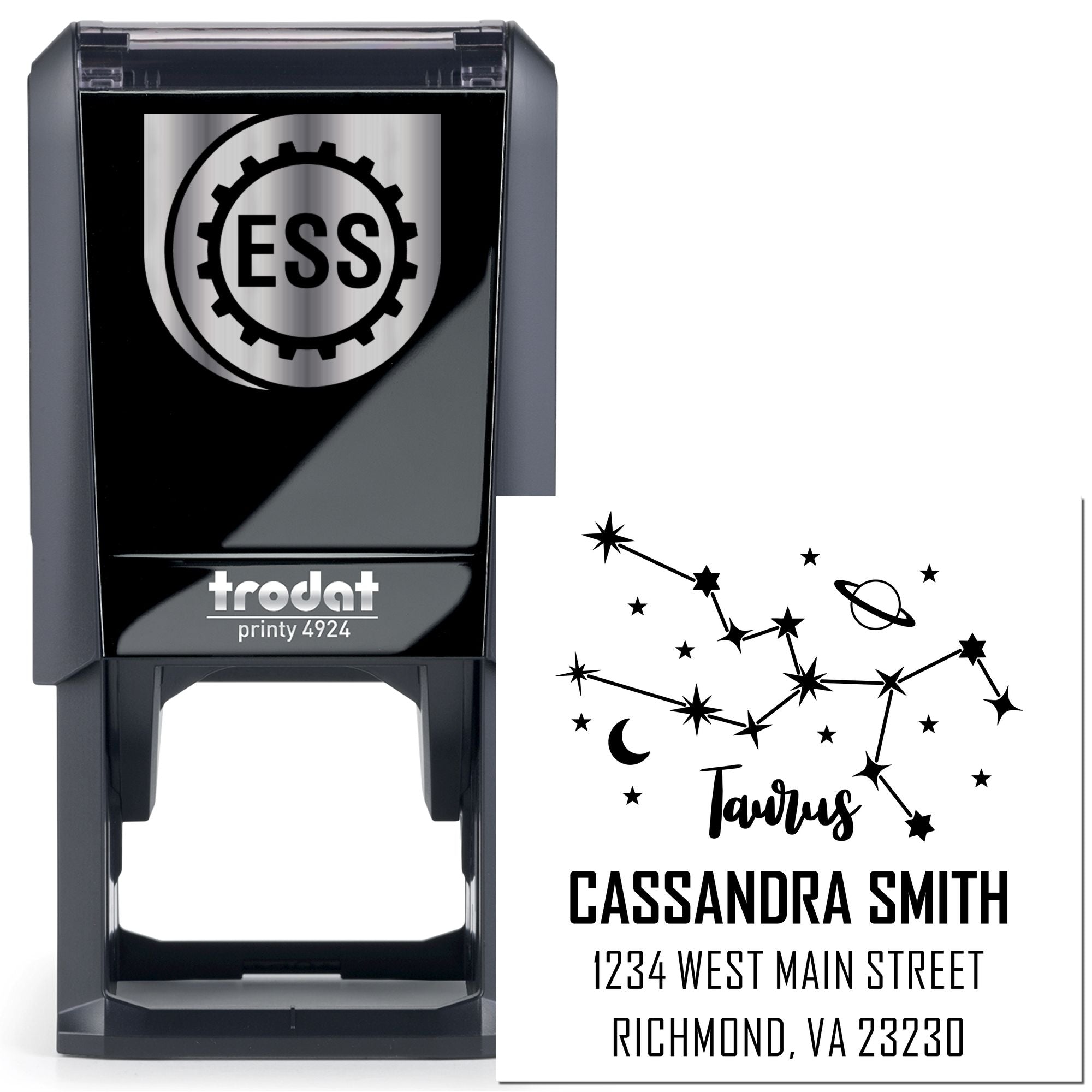 Celestial Determined Taurus Self-Inking Customized Address Stamper - Engineer Seal Stamps