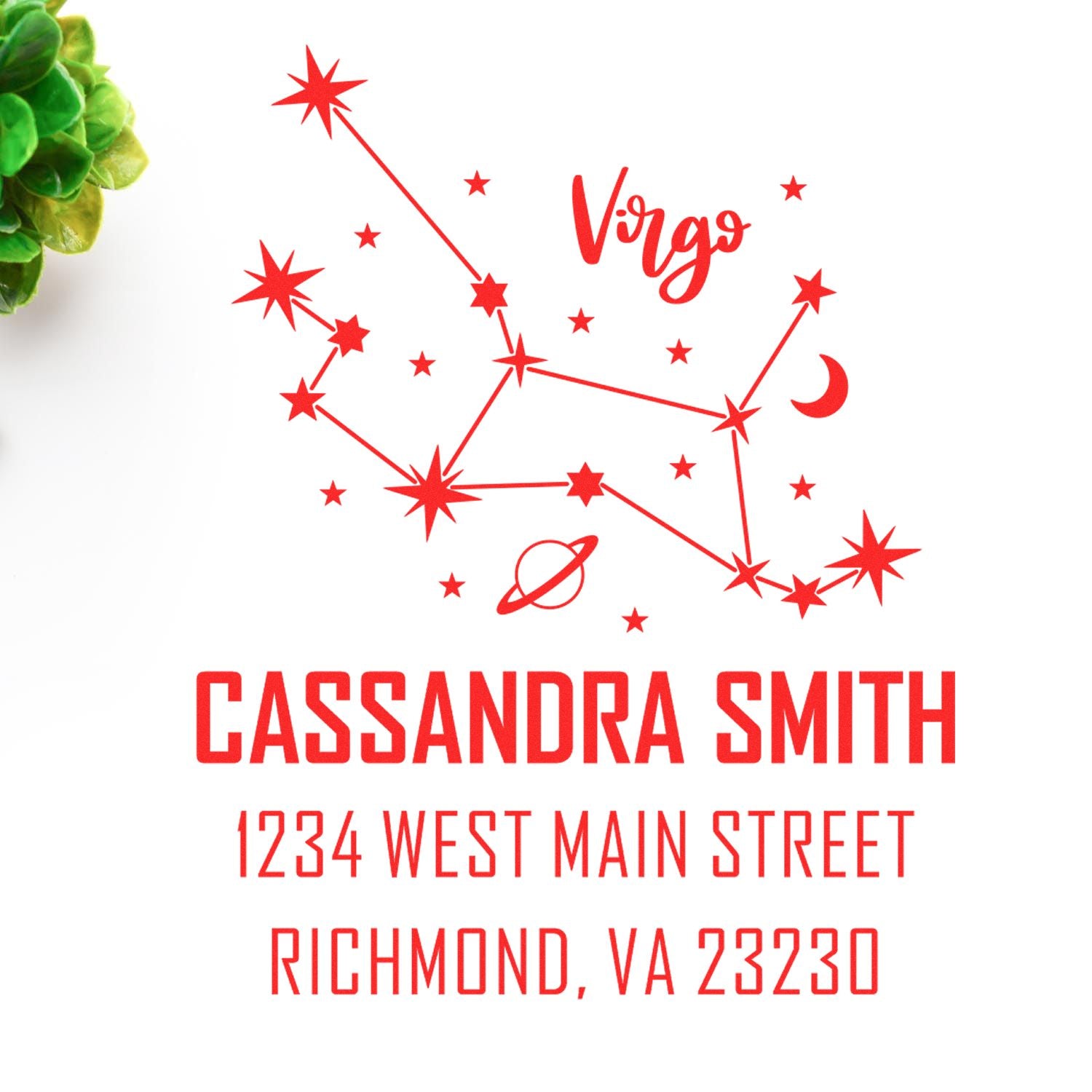 Modest Virgo Zodiac Personalized Home Address Stamp - Engineer Seal Stamps