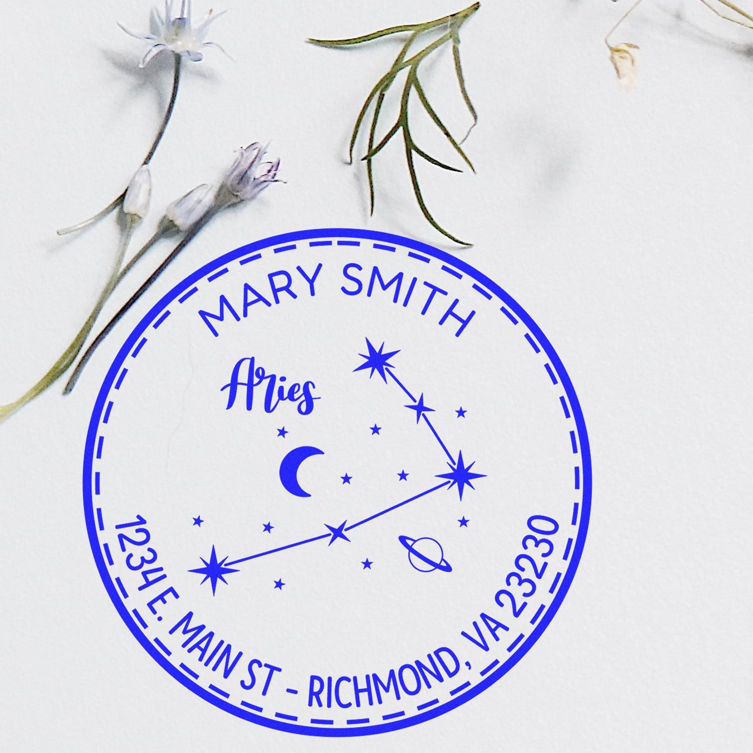 Self-Inking Constellation Aries Custom Made Home Address Stamp - Engineer Seal Stamps