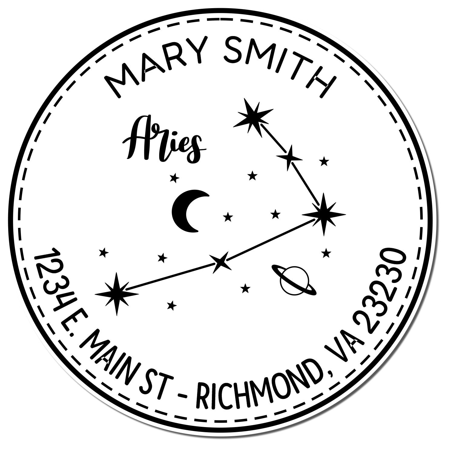 PSI Pre-Inked Constellation Aries Customized Envelope Stamper - Engineer Seal Stamps