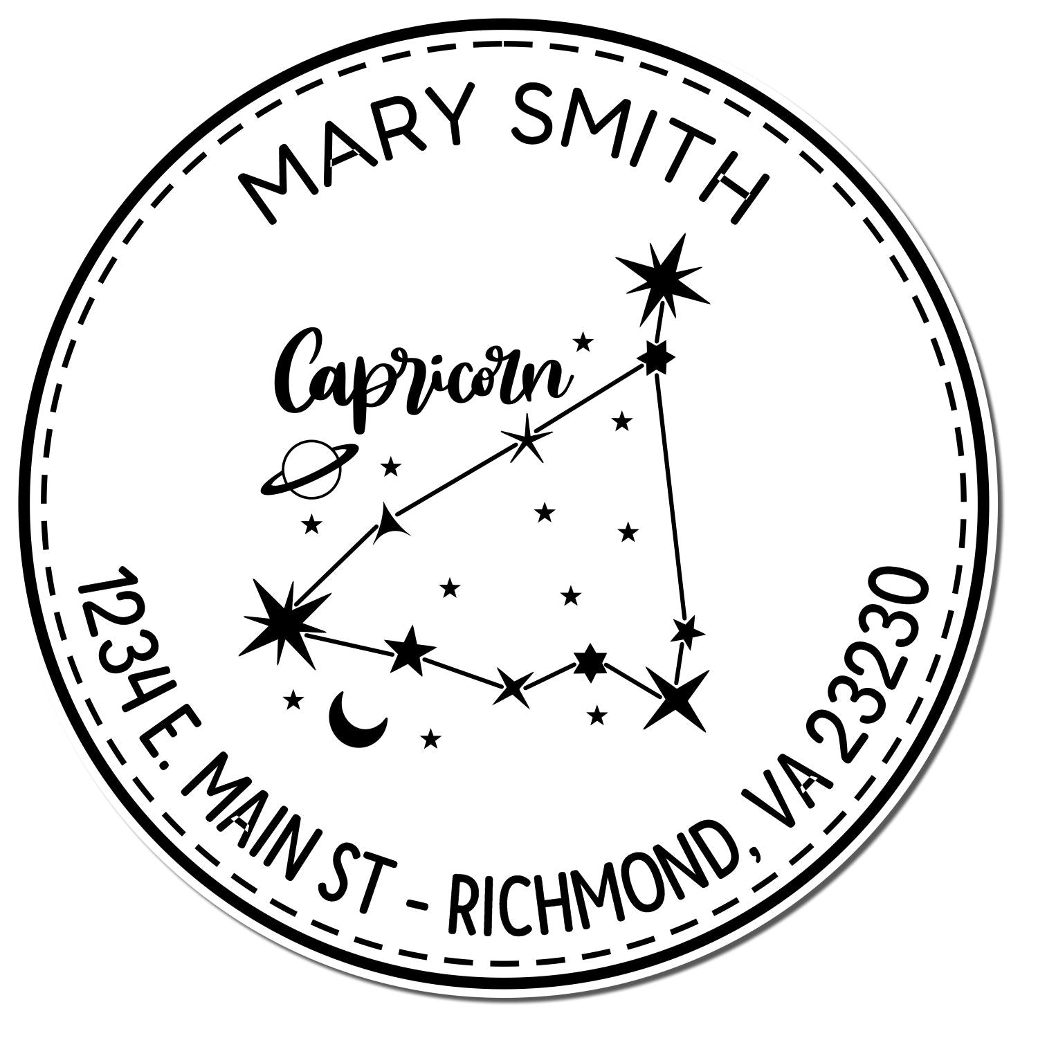 PSI Pre-Inked Constellation Capricorn Customized Name And Address Stamper - Engineer Seal Stamps