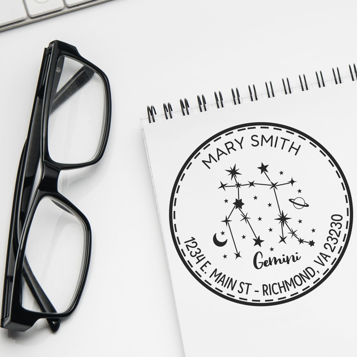 PSI Pre-Inked Constellation Gemini Customized Return Address Stamp - Engineer Seal Stamps