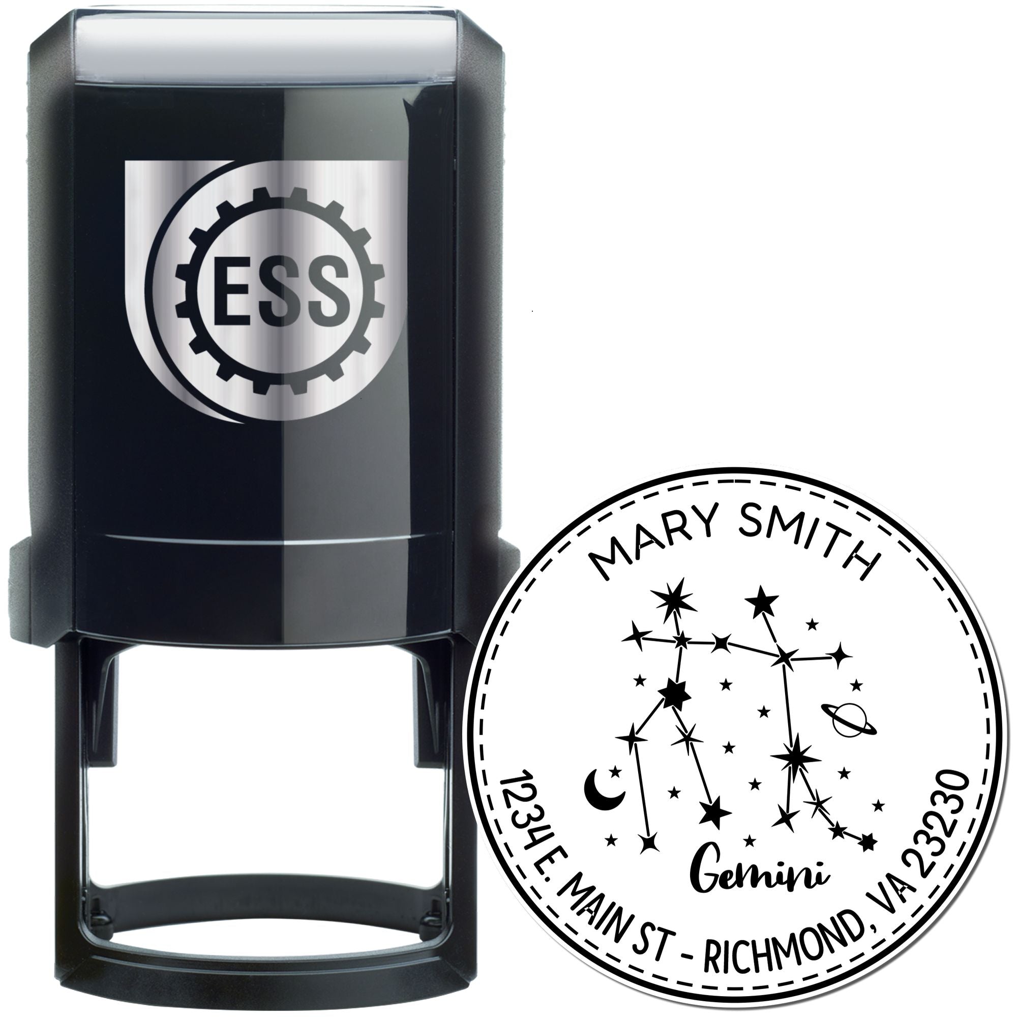 Self-Inking Constellation Gemini Custom Made New Home Stamper - Engineer Seal Stamps