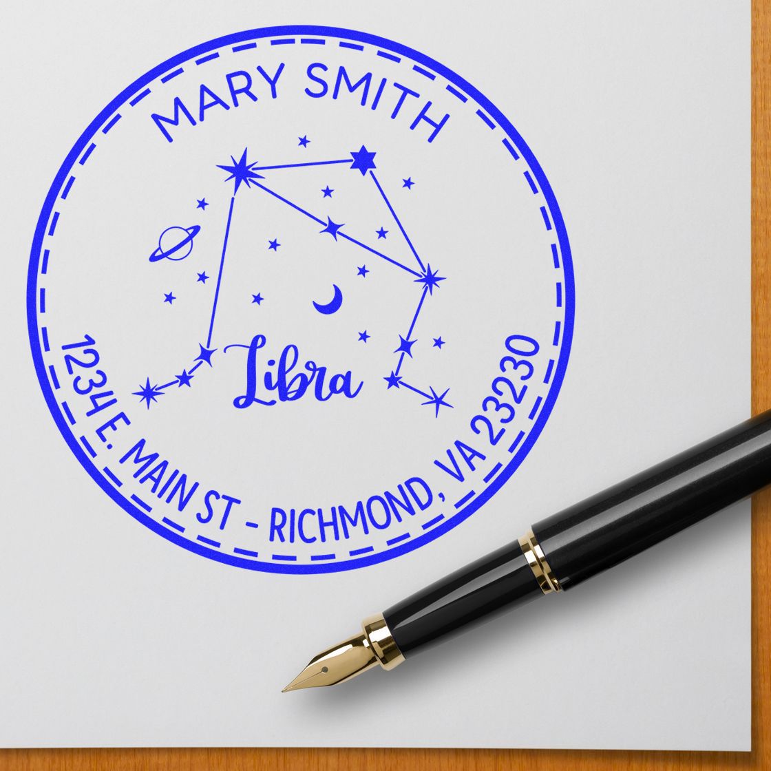 Wood Handle Constellation Libra Custom Home Stamp - Engineer Seal Stamps