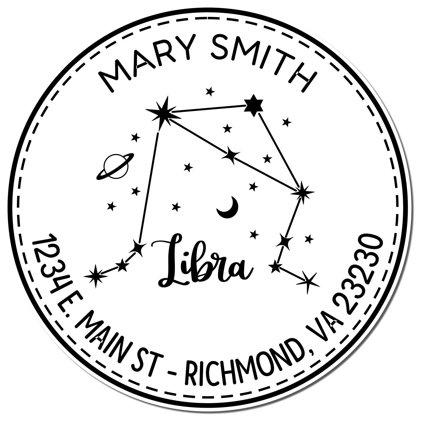 PSI Pre-Inked Constellation Libra Customized Home Address Stamp - Engineer Seal Stamps