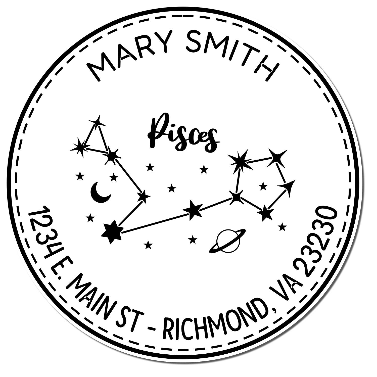 PSI Pre-Inked Constellation Pisces Customized Home Address Stamper - Engineer Seal Stamps