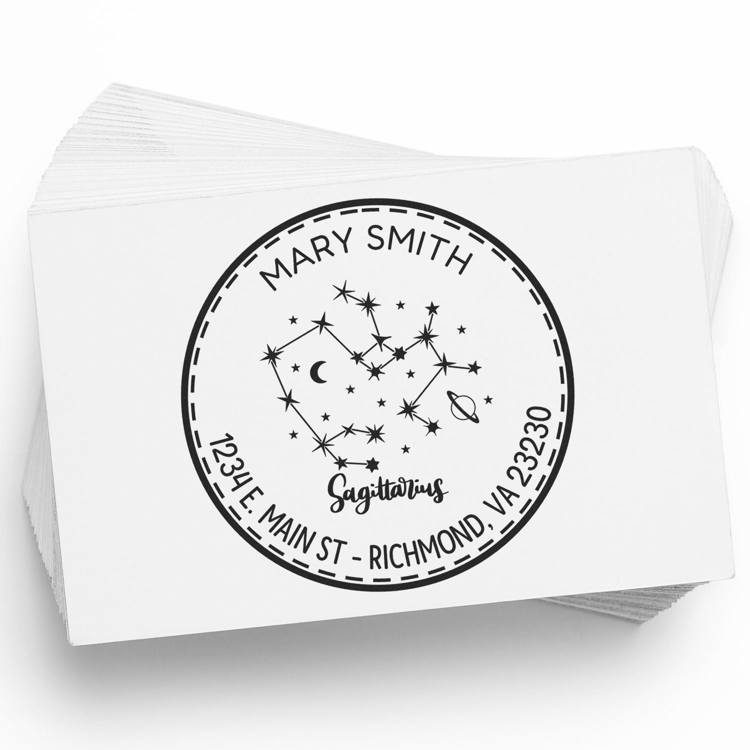 Self-Inking Constellation Sagittarius Personalized Mailing Stamper - Engineer Seal Stamps
