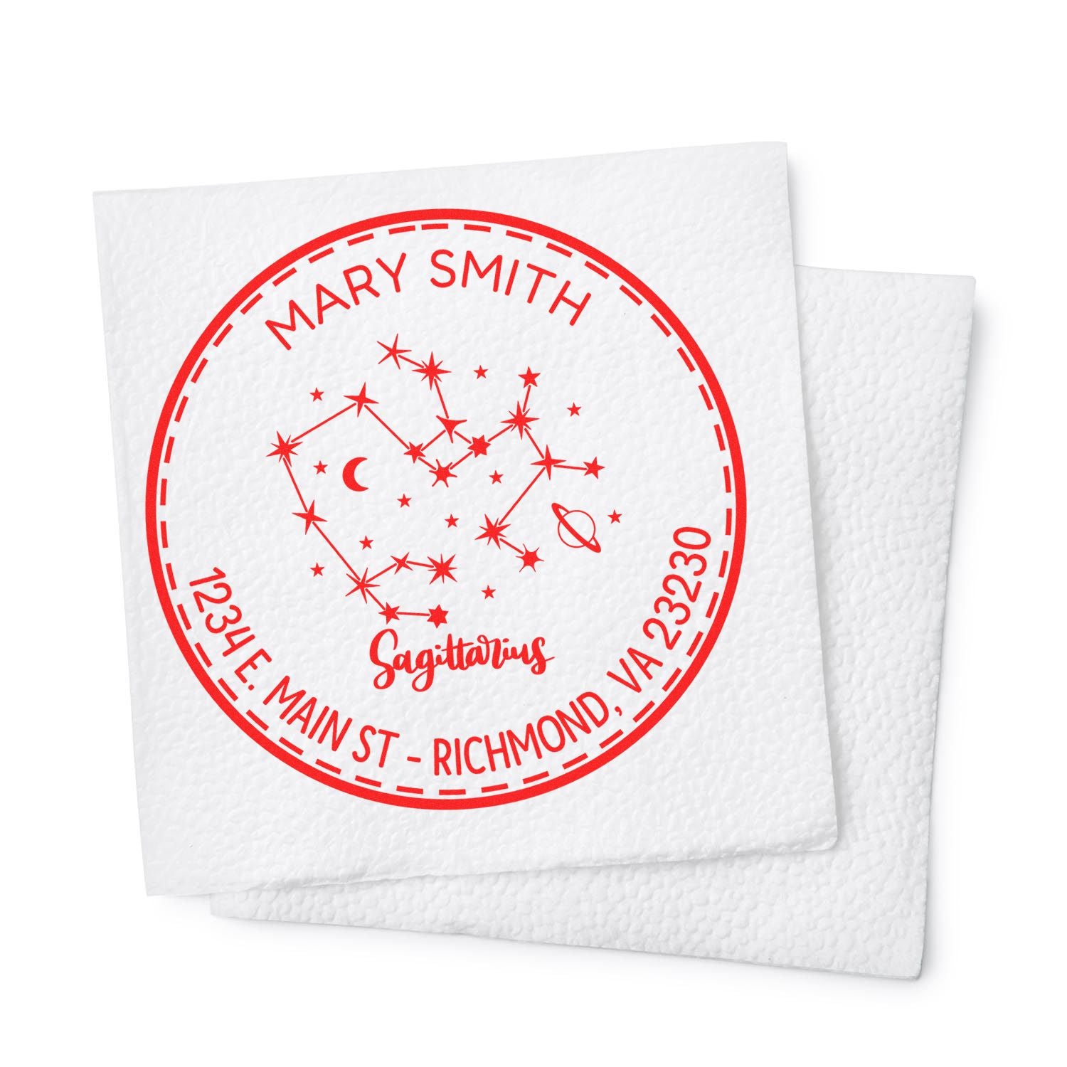 Self-Inking Constellation Sagittarius Personalized Mailing Stamper - Engineer Seal Stamps