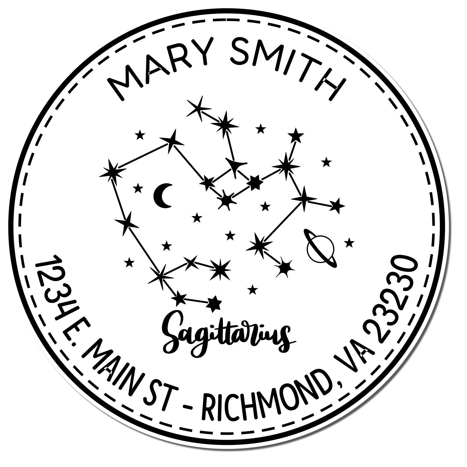 Self-Inking Constellation Sagittarius Personalized Mailing Stamper - Engineer Seal Stamps