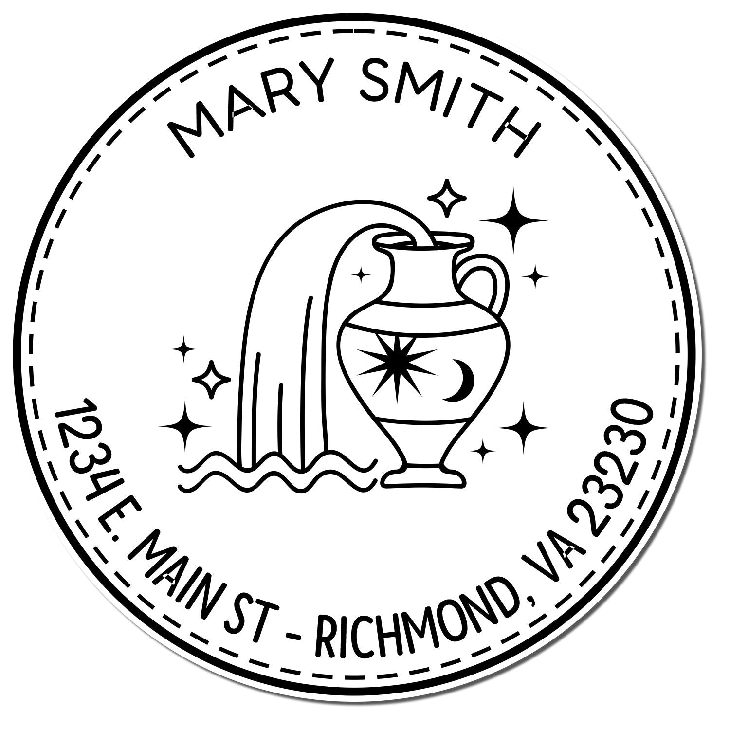 PSI Pre-Inked Eccentric Aquarius Custom Mailing Stamp - Engineer Seal Stamps