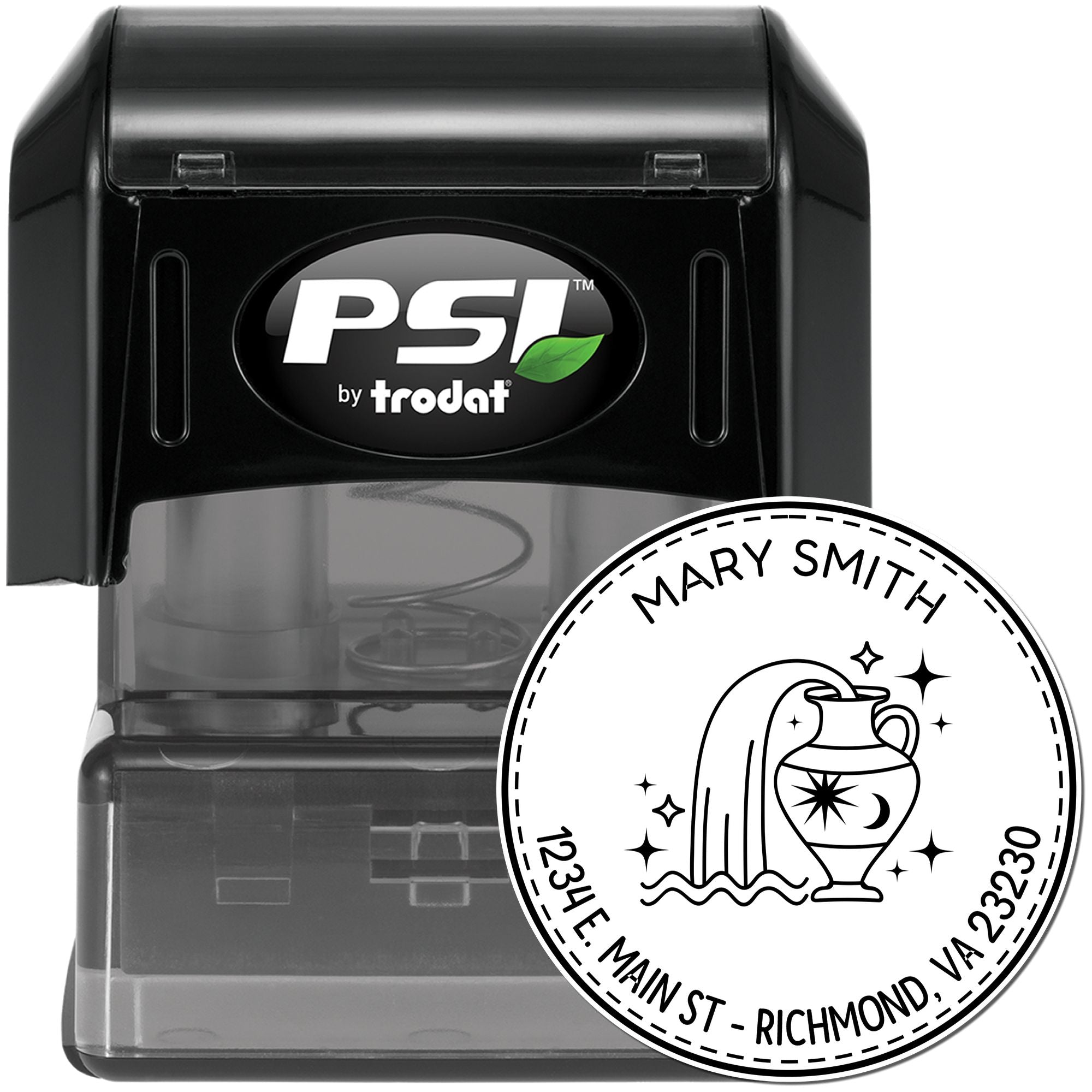 PSI Pre-Inked Eccentric Aquarius Custom Mailing Stamp - Engineer Seal Stamps