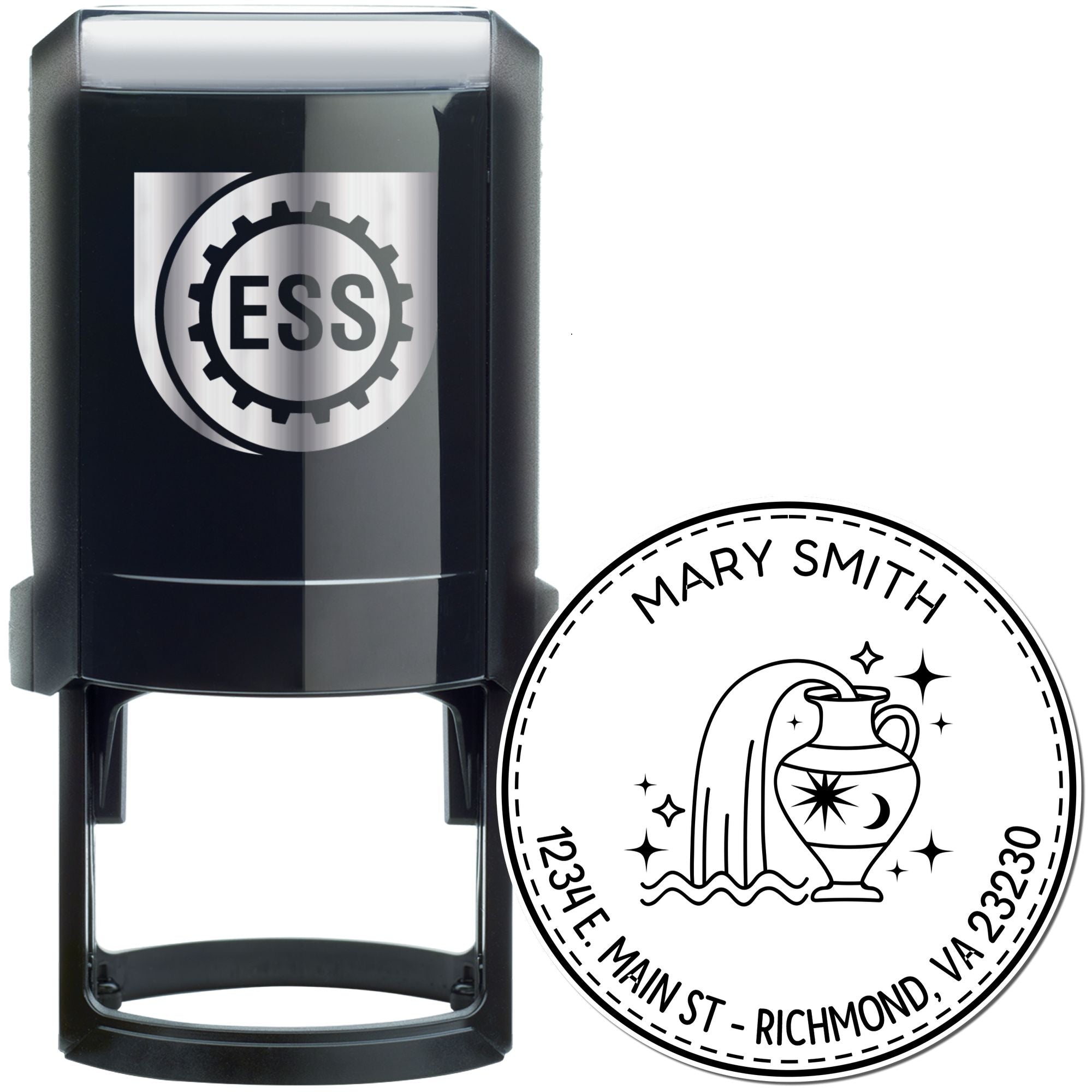 Self-Inking Eccentric Aquarius Personalized Home Stamper - Engineer Seal Stamps