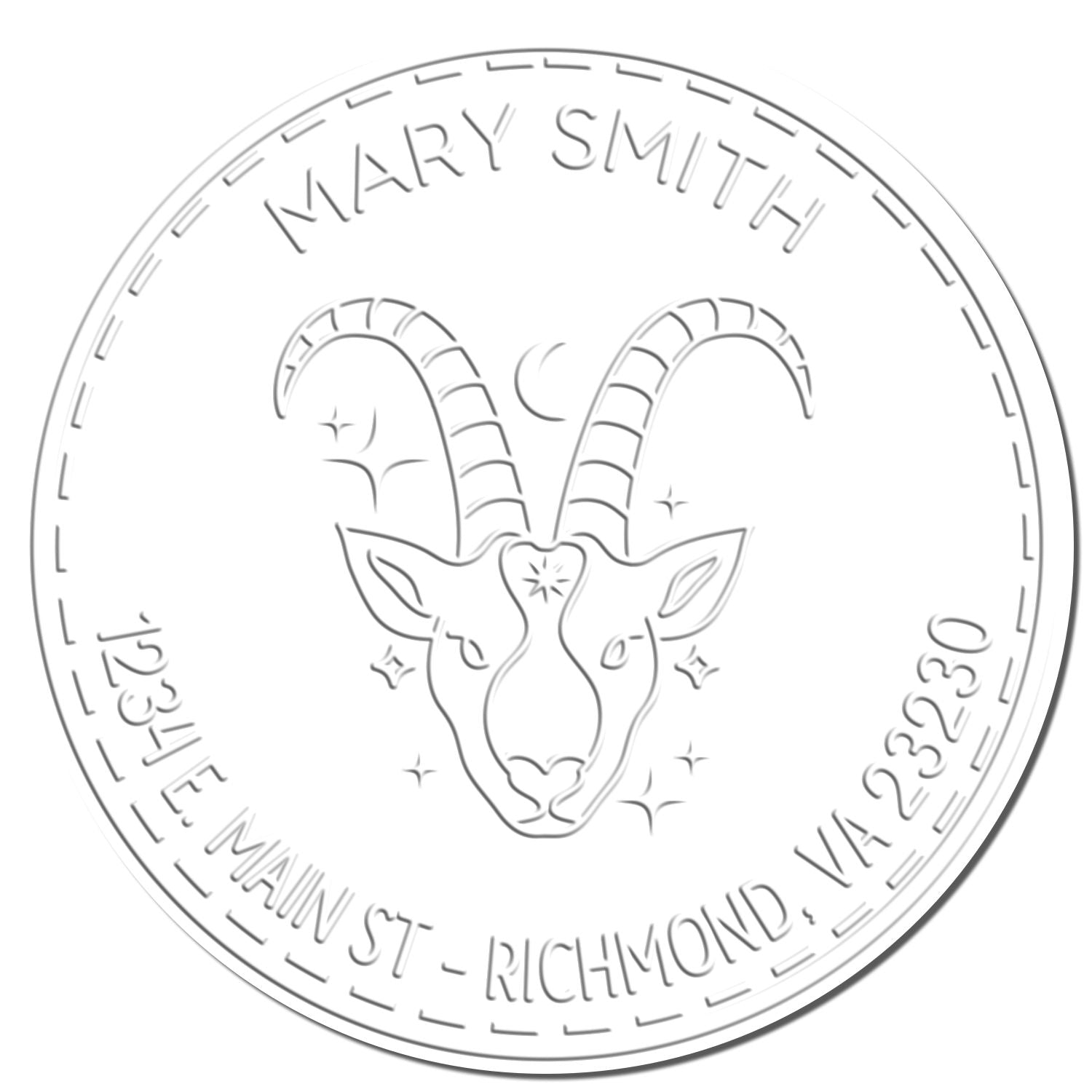 Soft Tenacious Capricorn Custom Address Embossing Stamp