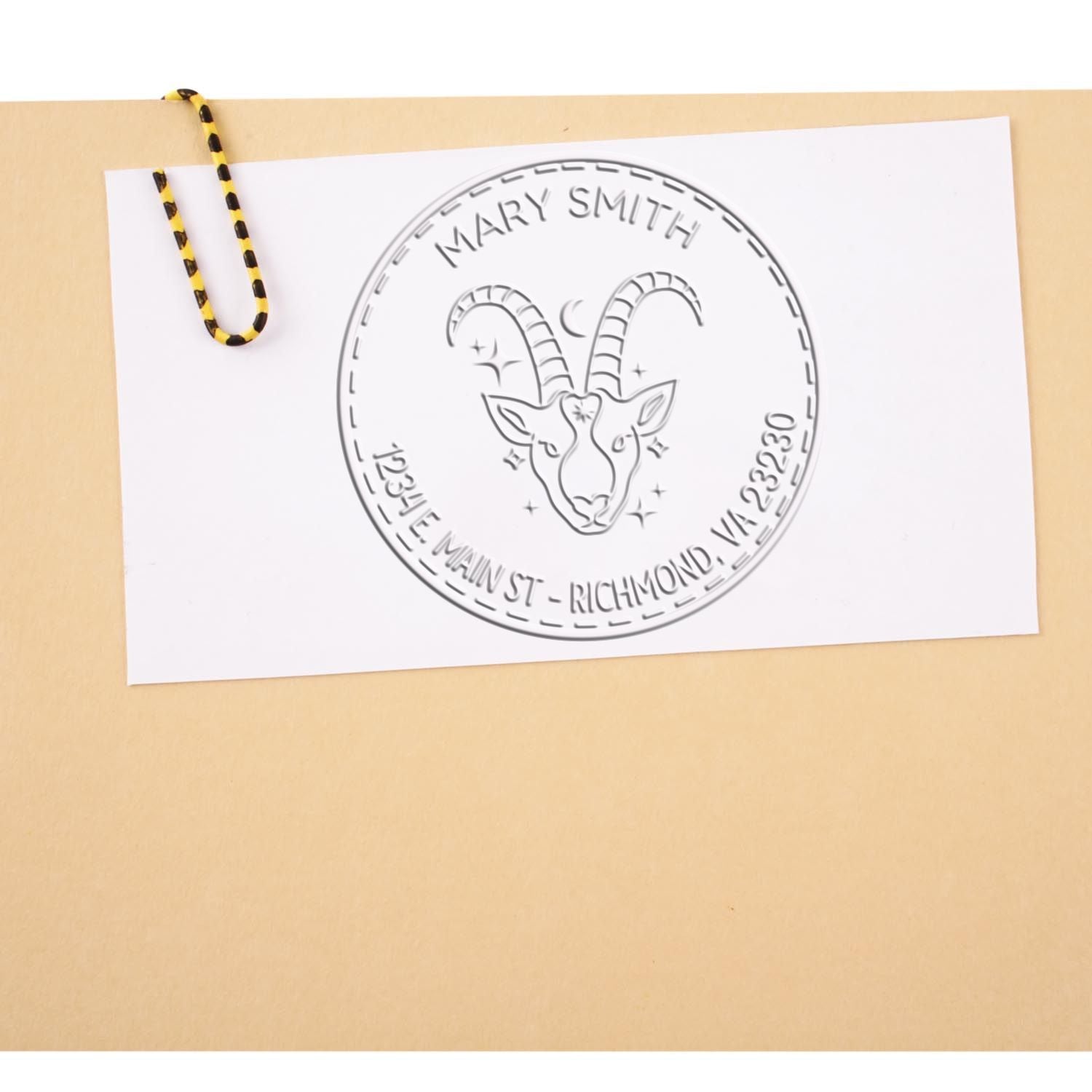 Soft Tenacious Capricorn Custom Address Embossing Stamp