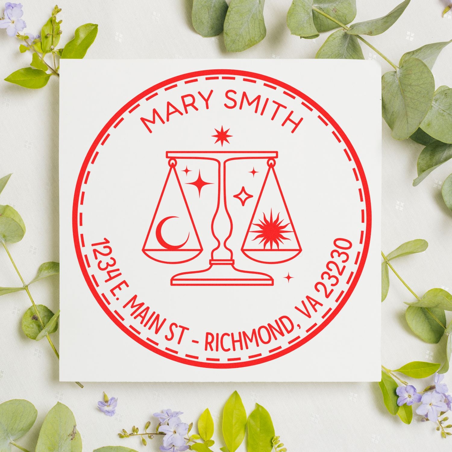 Portable Pre-Inked Fair-minded Libra Personalized Mailing Stamper