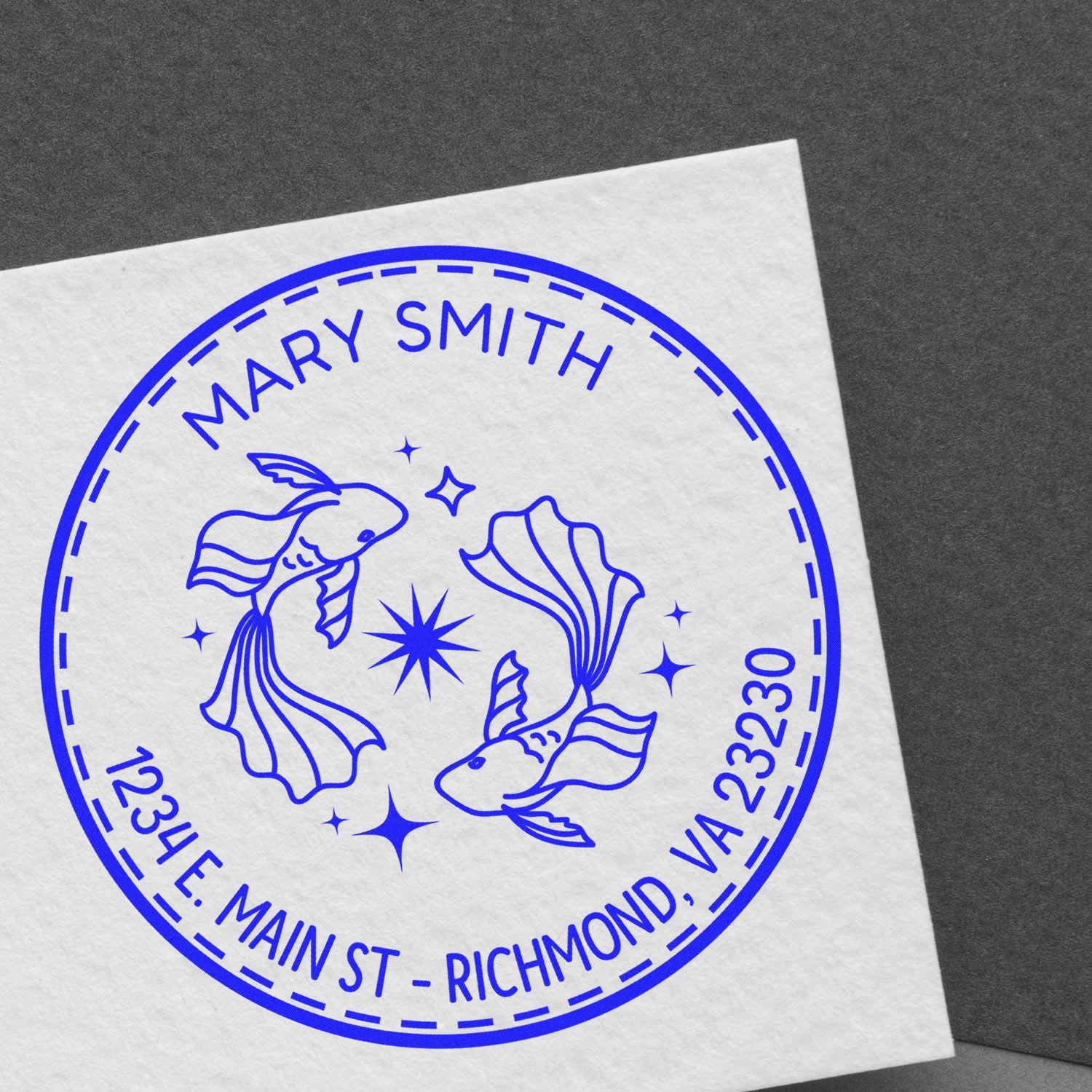 Self-Inking Compassionate Pisces Personalized Home Address Stamp - Engineer Seal Stamps