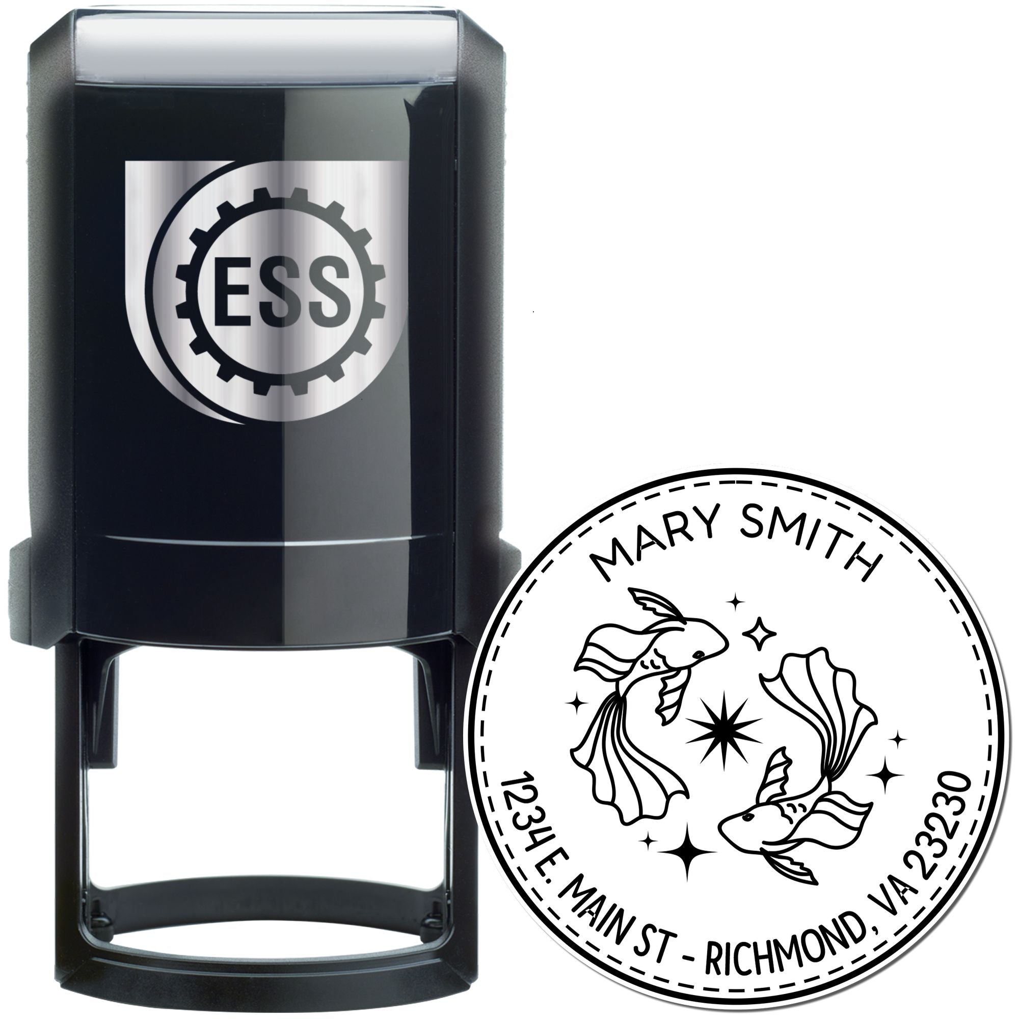 Self-Inking Compassionate Pisces Personalized Home Address Stamp - Engineer Seal Stamps