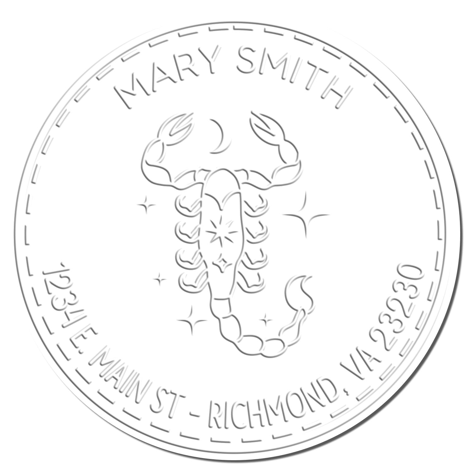 Soft Resilient Scorpio Custom Home Embossing Stamp