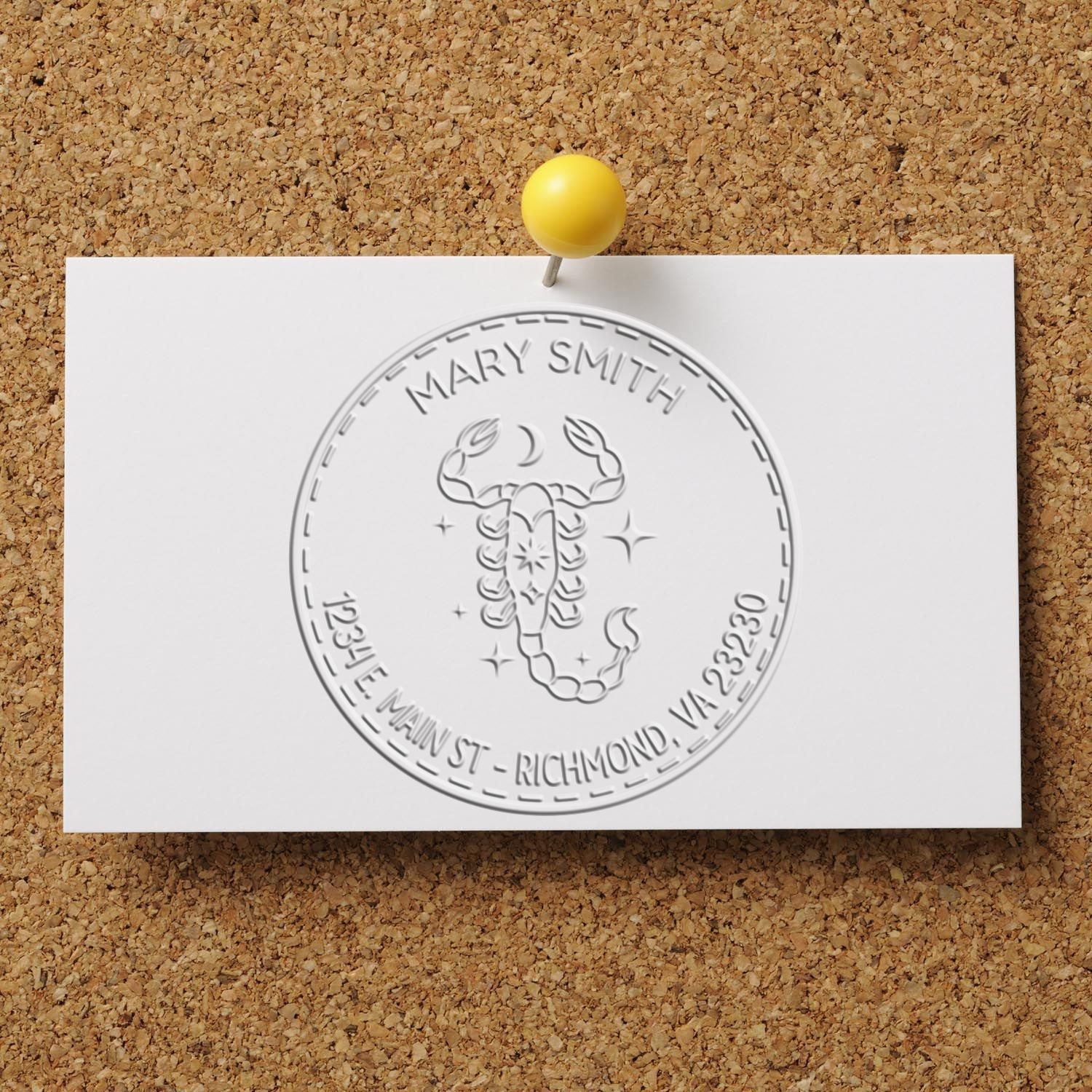 Soft Resilient Scorpio Custom Home Embossing Stamp