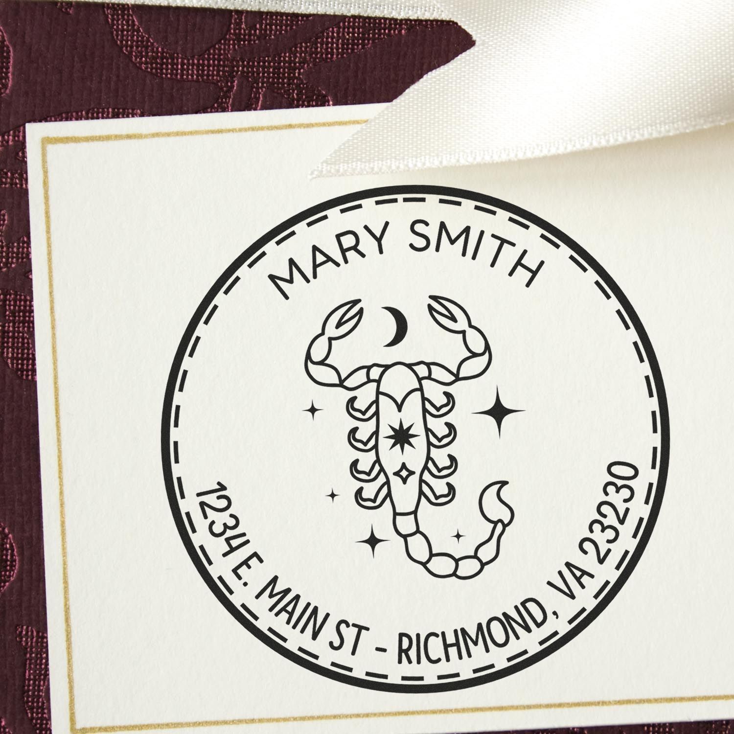 PSI Pre-Inked Resilient Scorpio Custom Name And Address Stamper - Engineer Seal Stamps