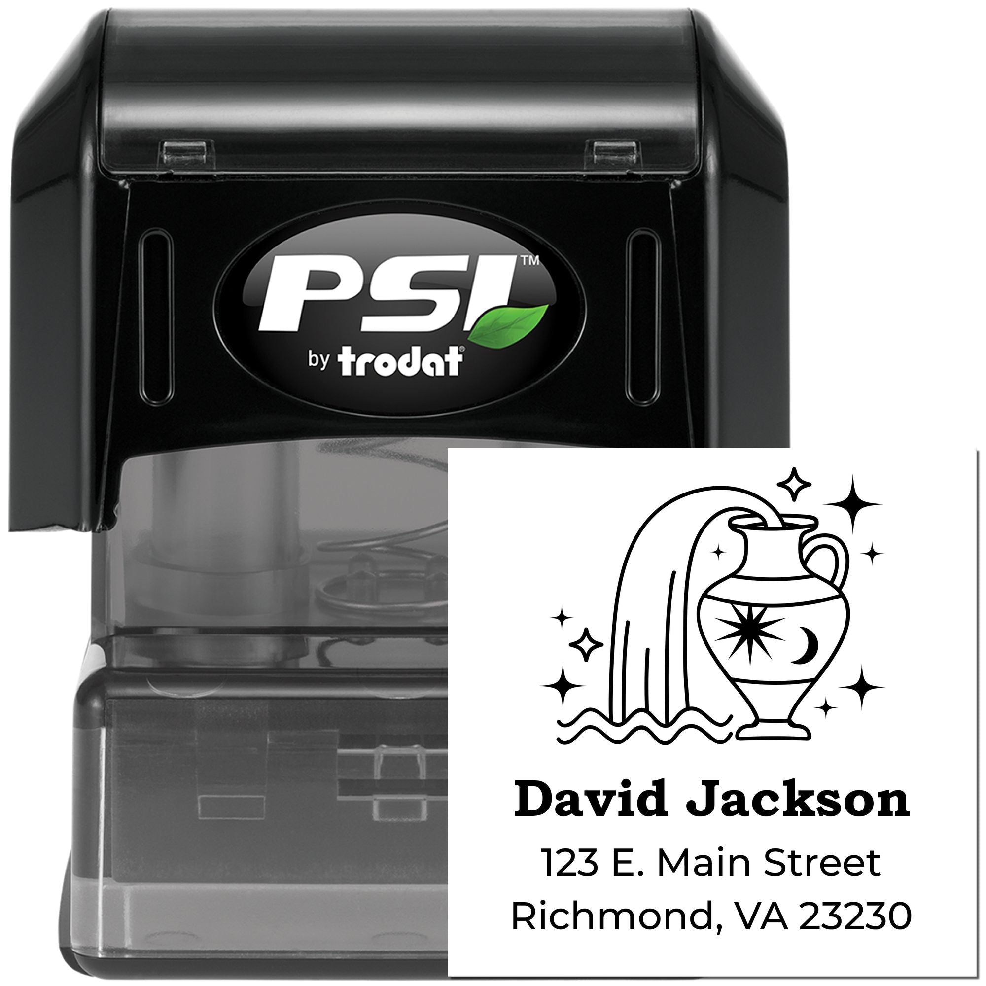 Progressive Aquarius Celestial Customized Address Stamp - Engineer Seal Stamps