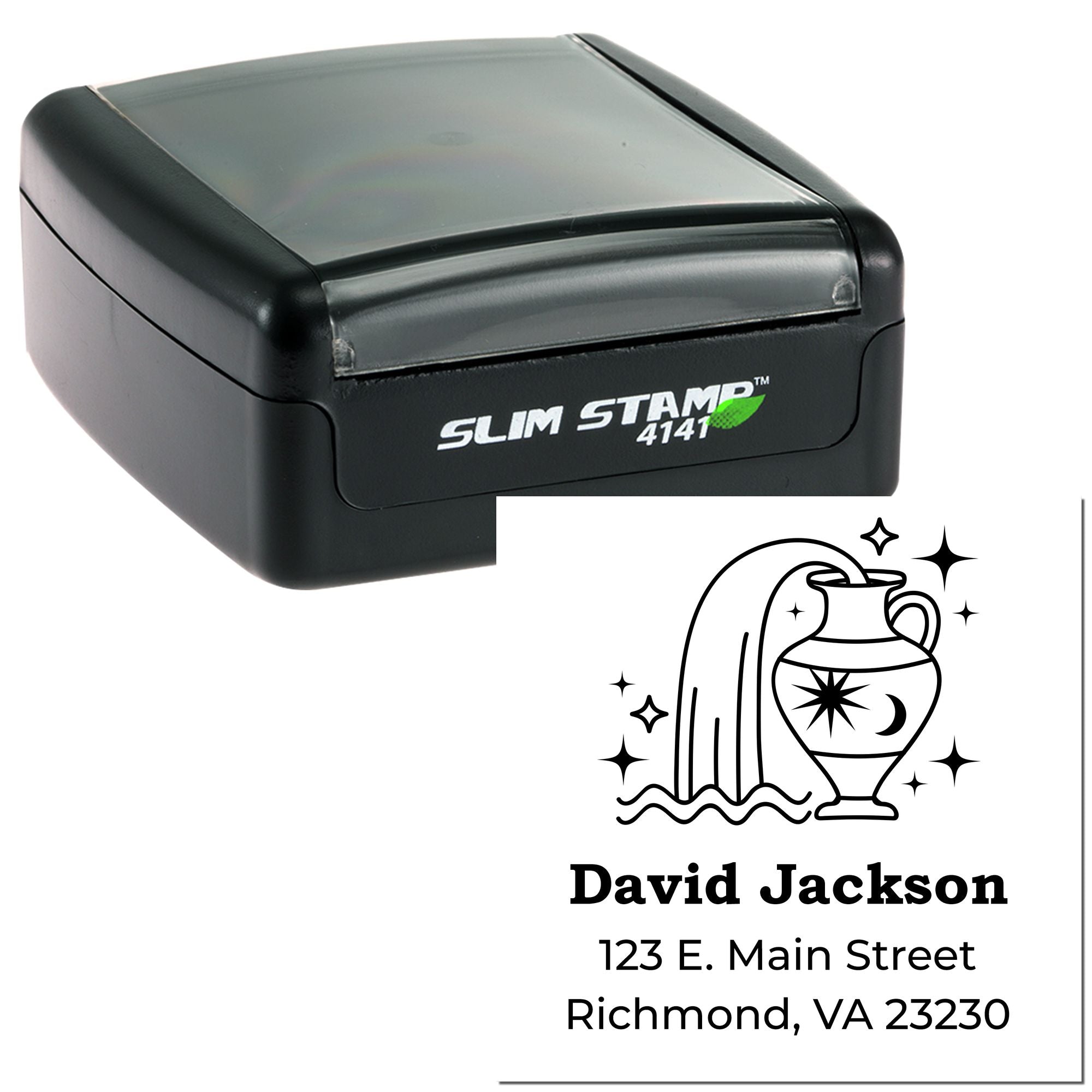 Progressive Aquarius Zodiac Custom Made Return Address Stamper - Engineer Seal Stamps