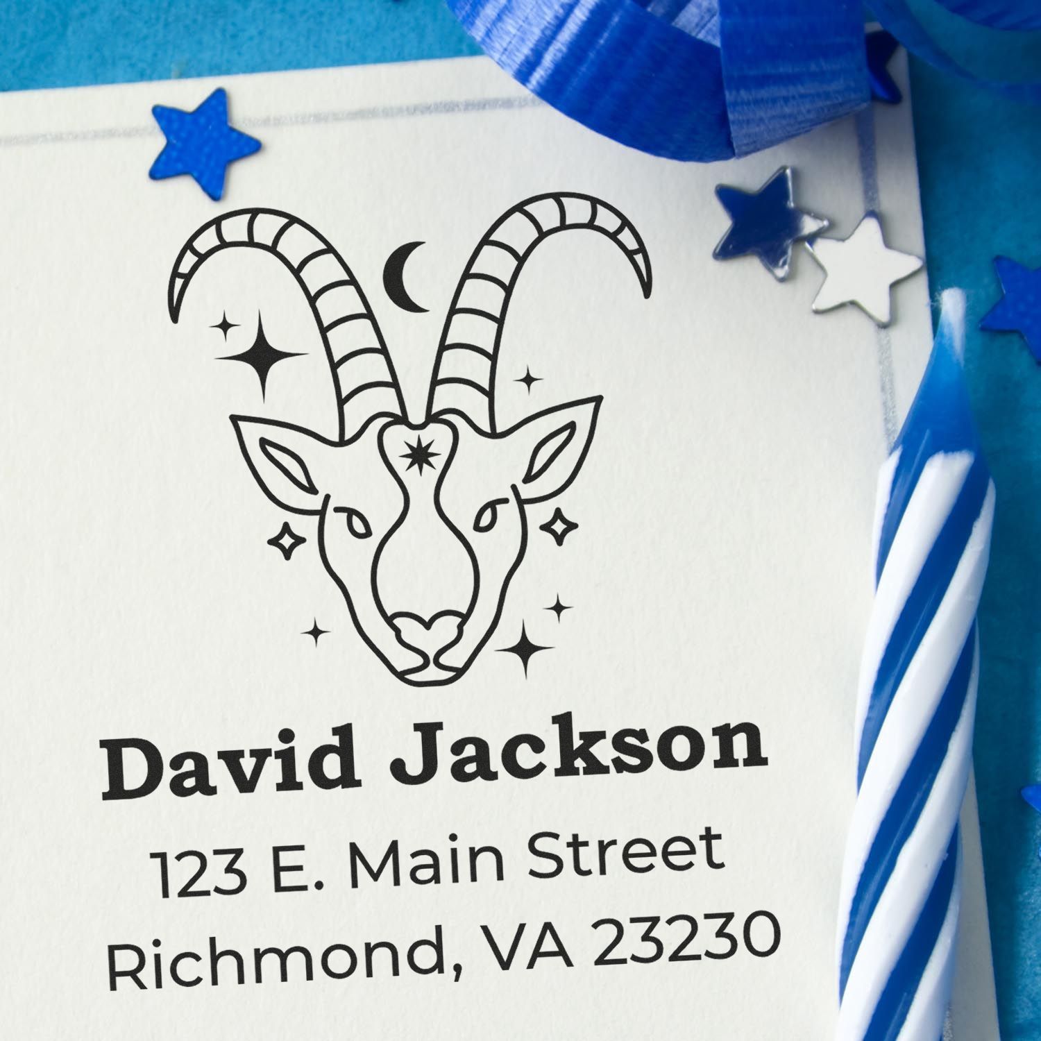Determined Capricorn Celestial Customized Name And Address Stamper - Engineer Seal Stamps