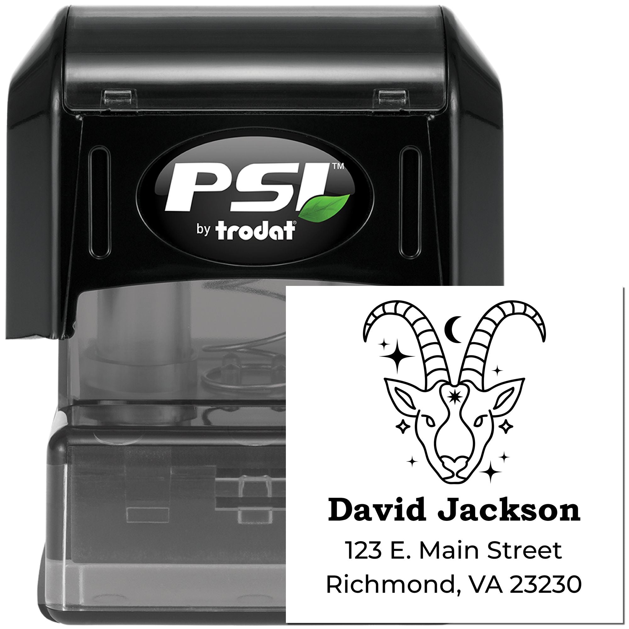 Determined Capricorn Celestial Customized Name And Address Stamper - Engineer Seal Stamps