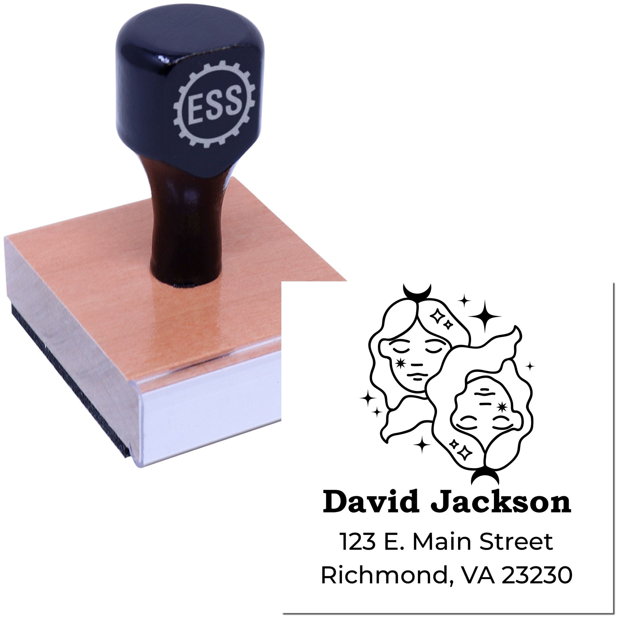 Celesital Playful Gemini Customized Address Stamp